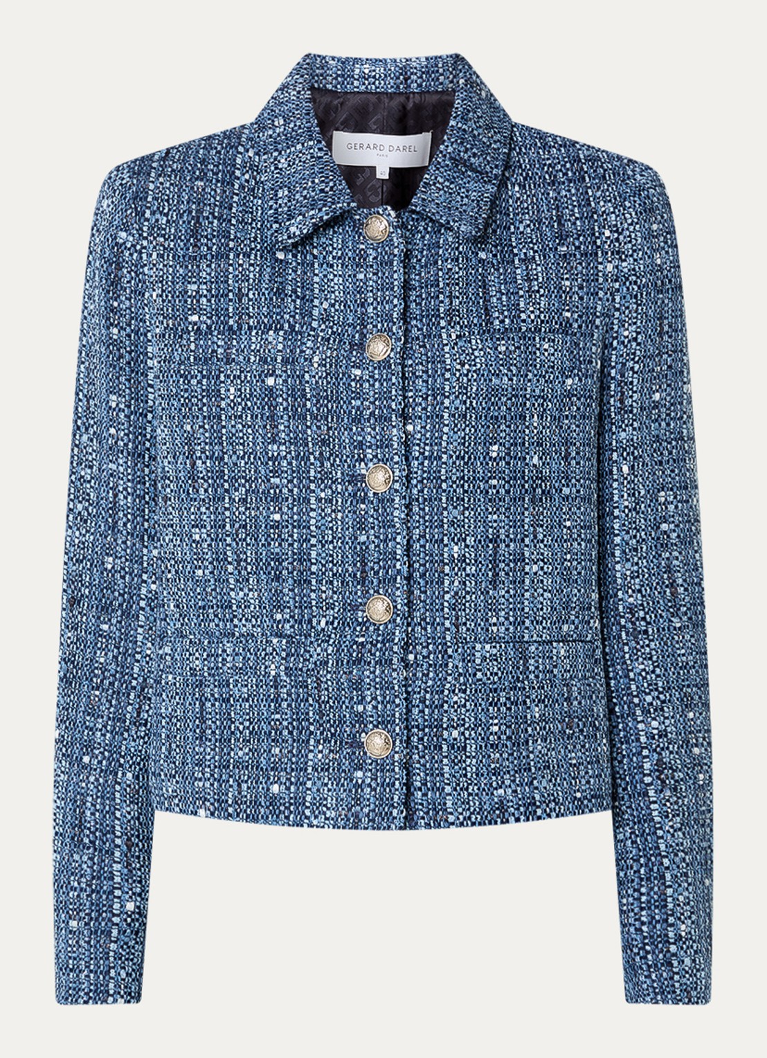 Gerard Darel Tahlia jack met tweed-look en lurex - voorkant 2 indigo