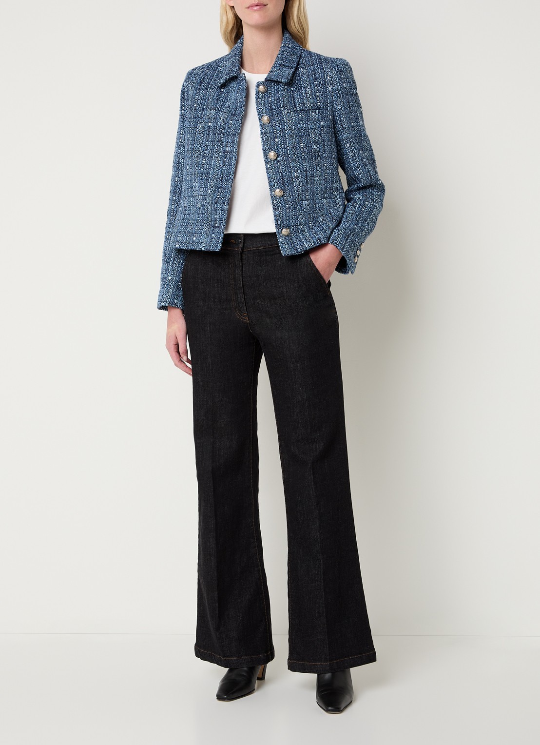 Gerard Darel Tahlia jack met tweed-look en lurex - voorkant 3 indigo