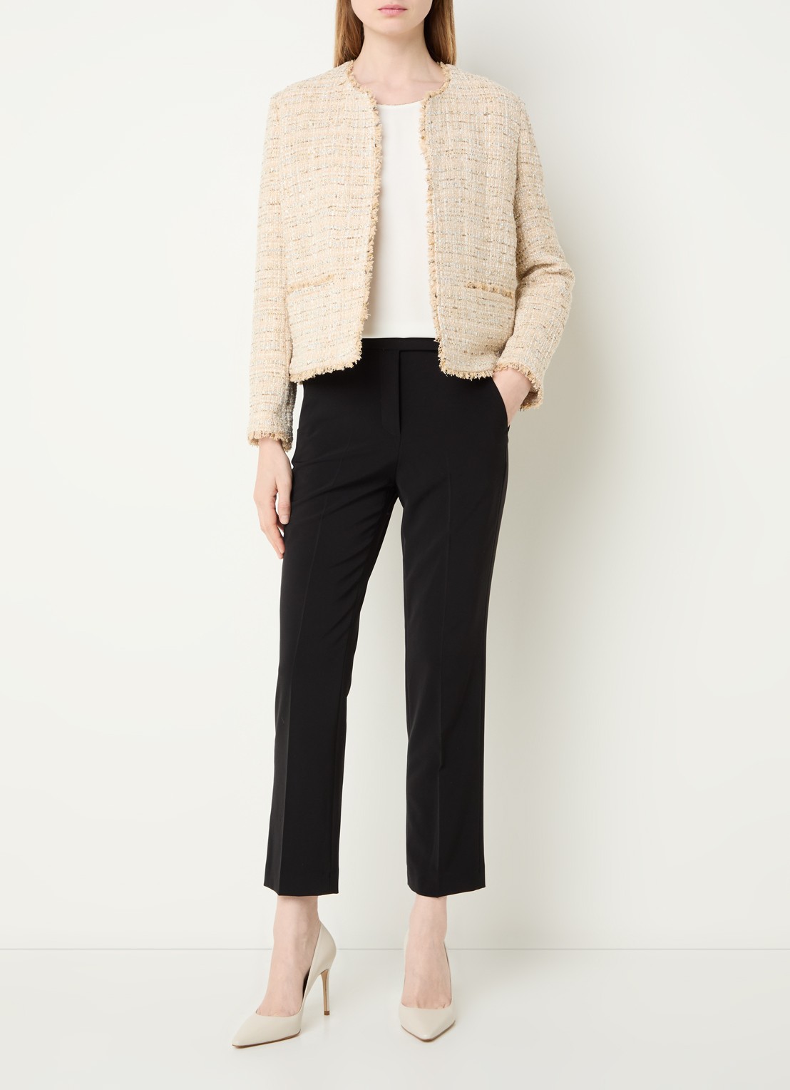 Gerard Darel Talea jack met tweed-look en lurex - voorkant 4 beige