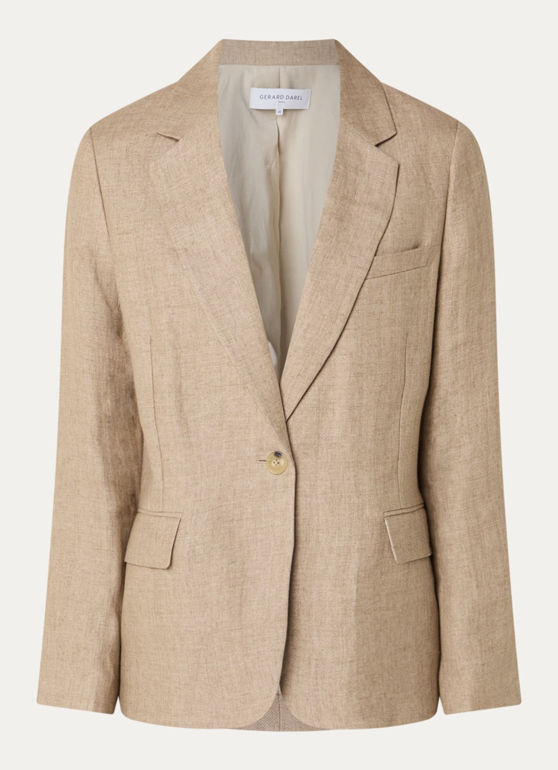 Gerard Darel Taliya blazer van linnen met klepzakken - voorkant 2 zand