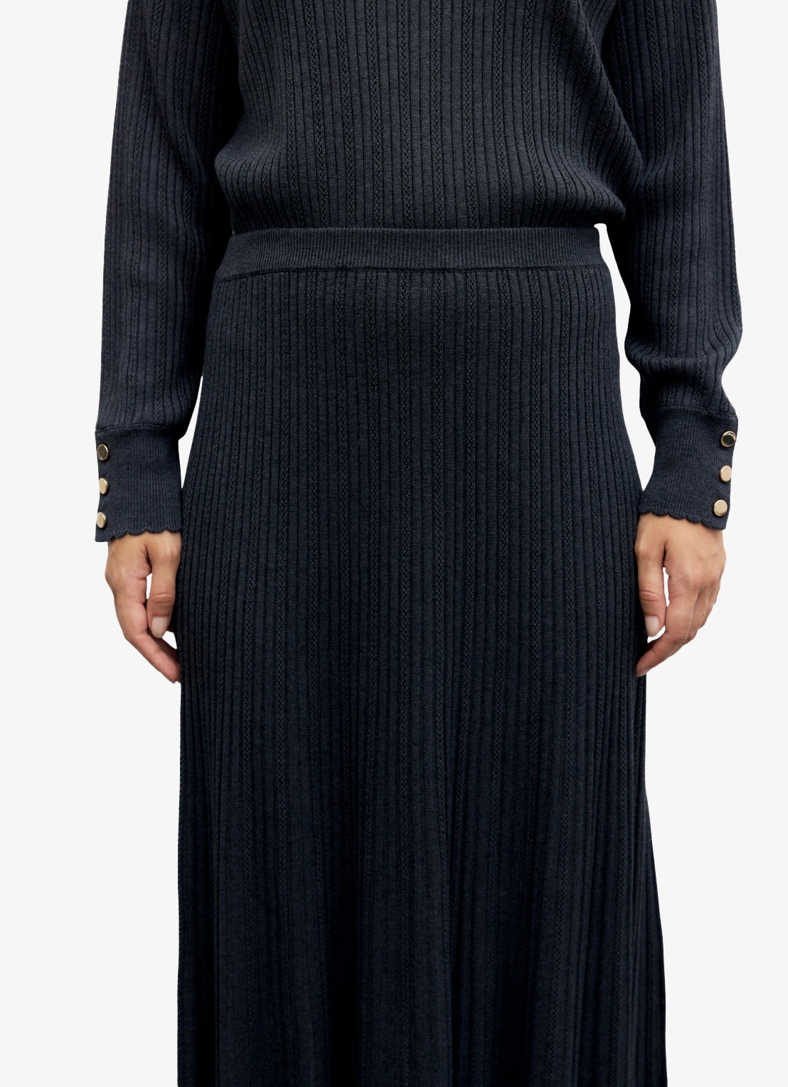 Gerard Darel Tati fijngebreide midi rok in wolblend - detail 3 antraciet