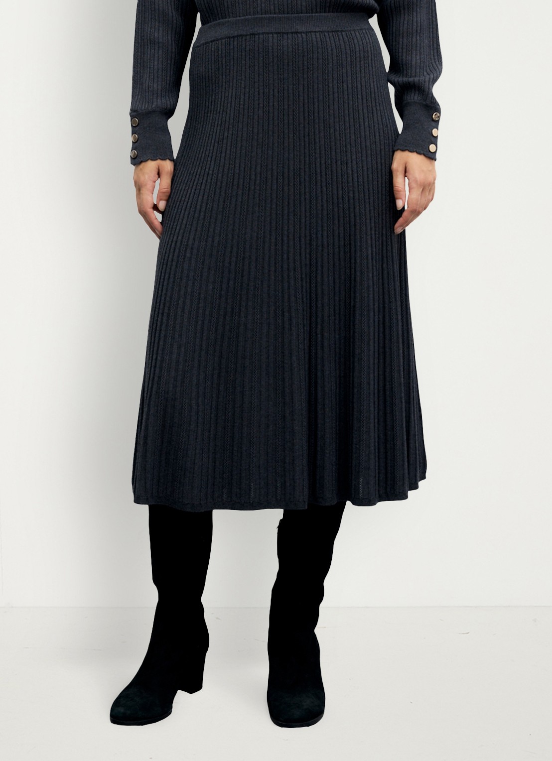 Gerard Darel Tati fijngebreide midi rok in wolblend - detail 4 antraciet