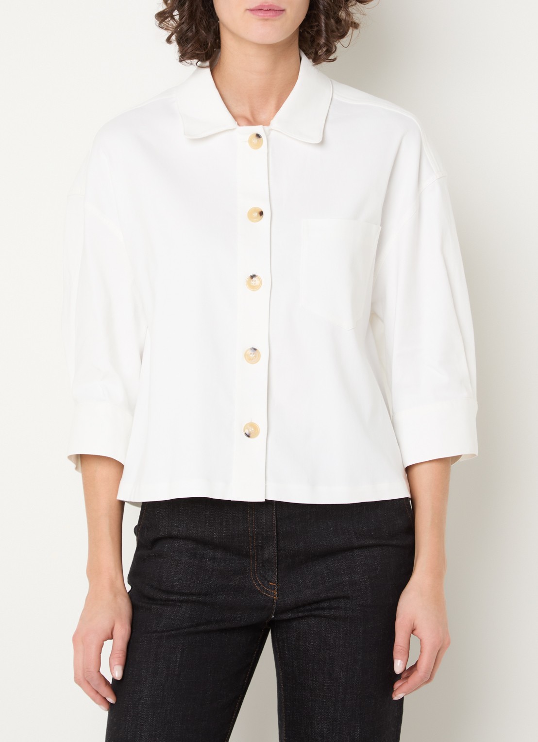 Gerard Darel Tenya oversized cropped blouse met opgestikte zak - detail 4 gebroken wit