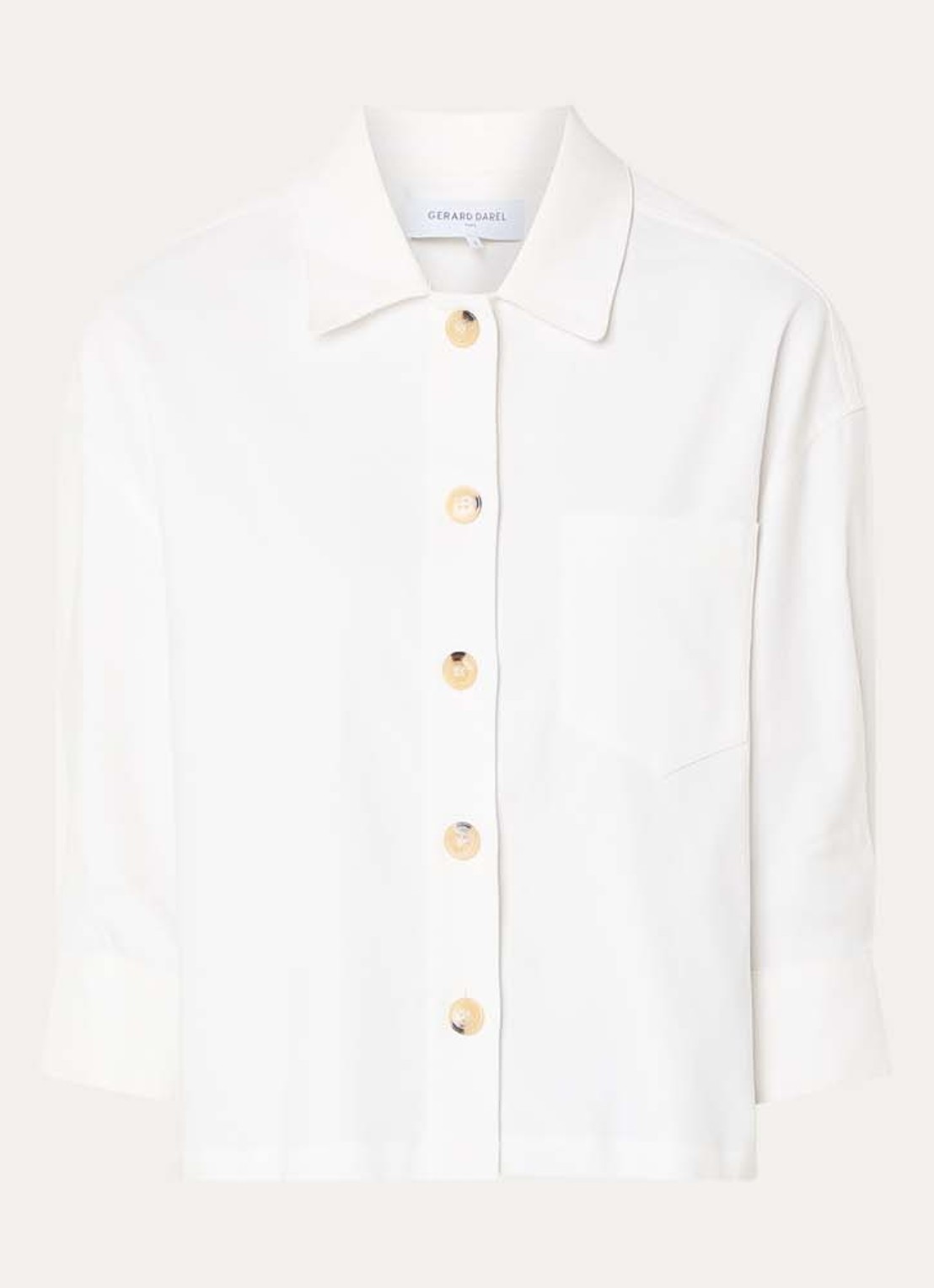 Gerard Darel Tenya oversized cropped blouse met opgestikte zak - voorkant 2 gebroken wit