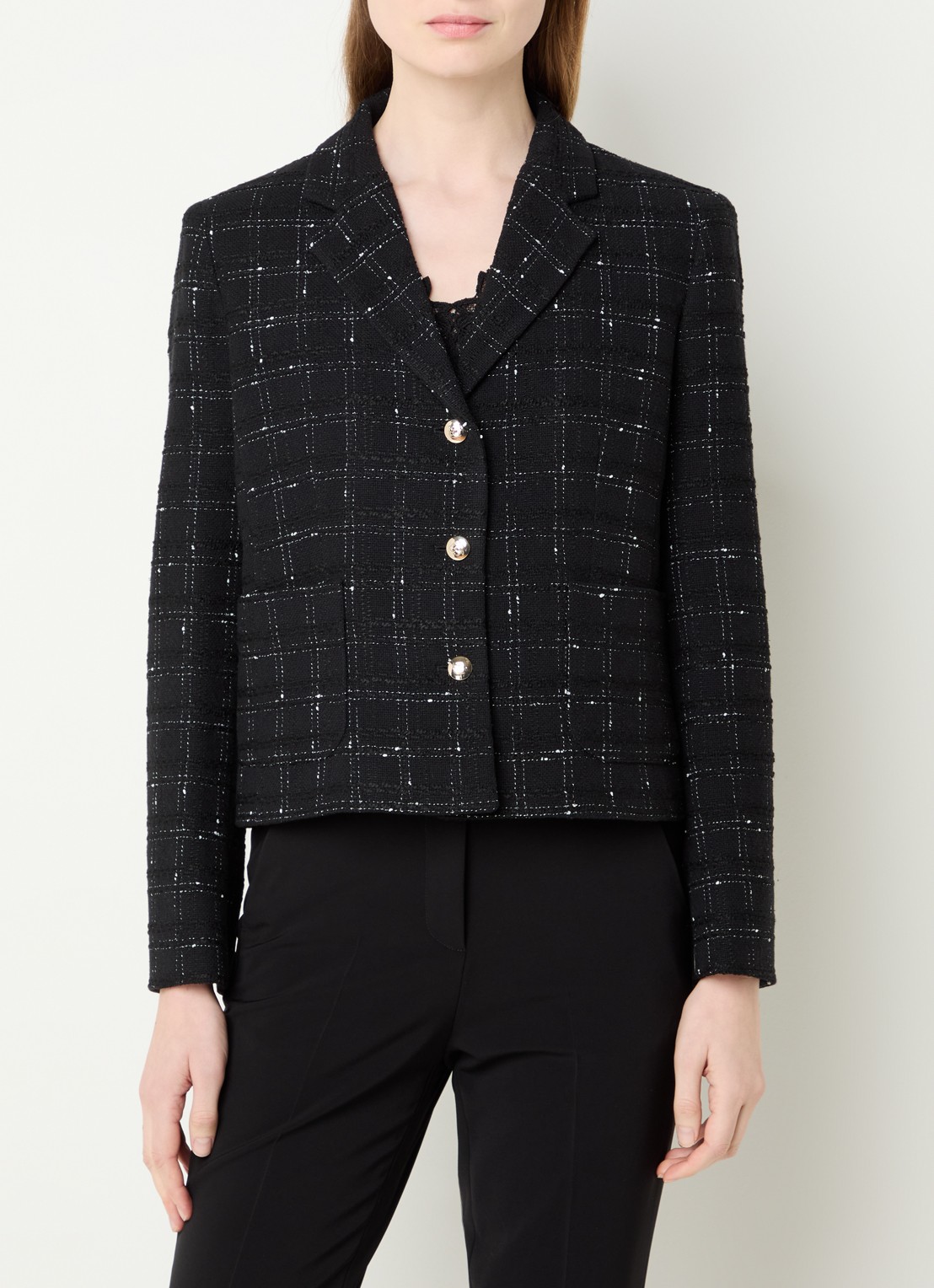 Gerard Darel Tiana blazer met tweed-look opgestikte zakken - detail 4 zwart