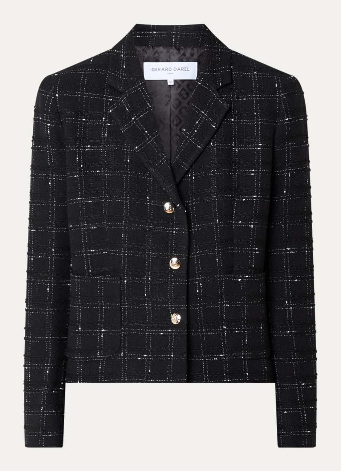 Gerard Darel Tiana blazer met tweed-look opgestikte zakken - voorkant zwart
