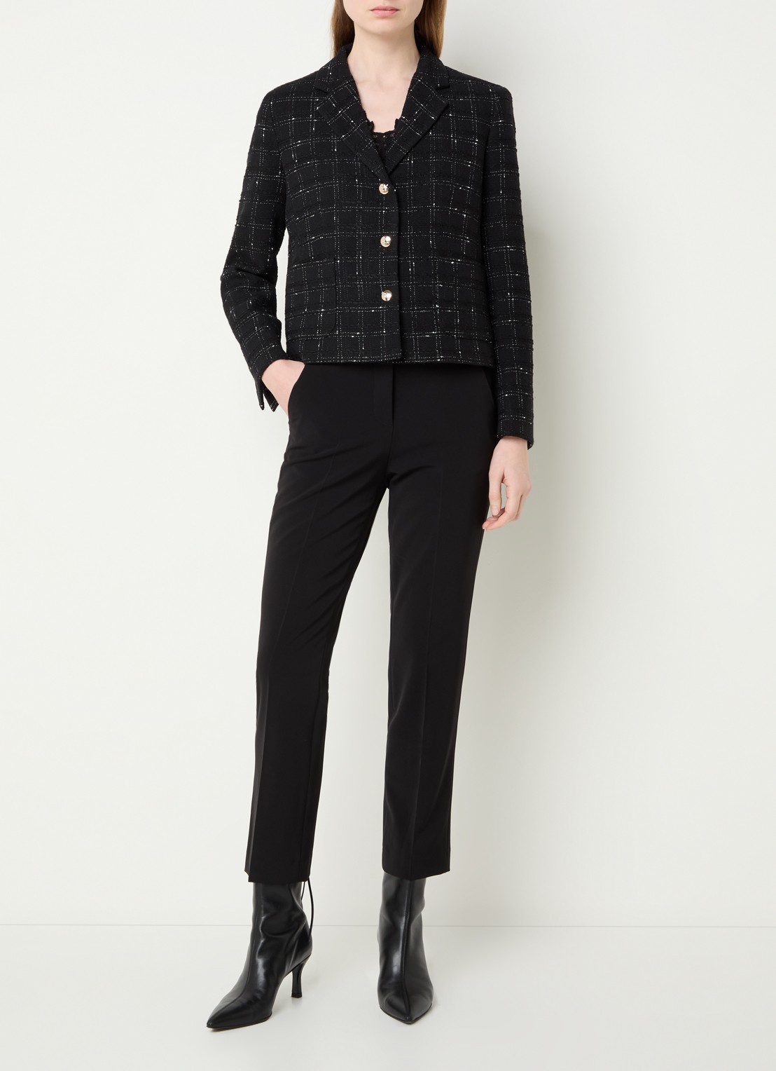 Gerard Darel Tiana blazer met tweed-look opgestikte zakken - voorkant 2 zwart