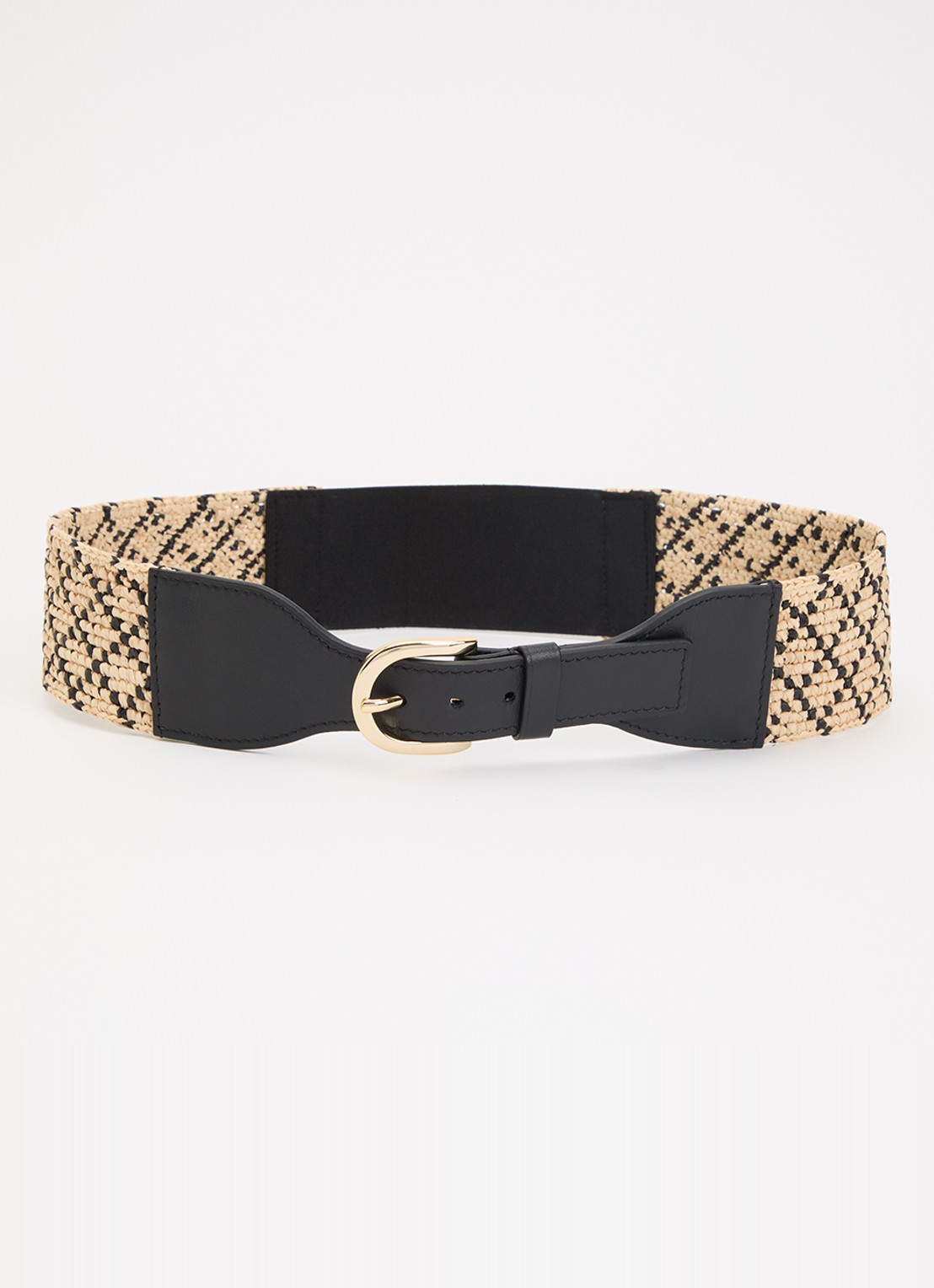 Gerard Darel Tyra tailleriem van raffia - voorkant zwart
