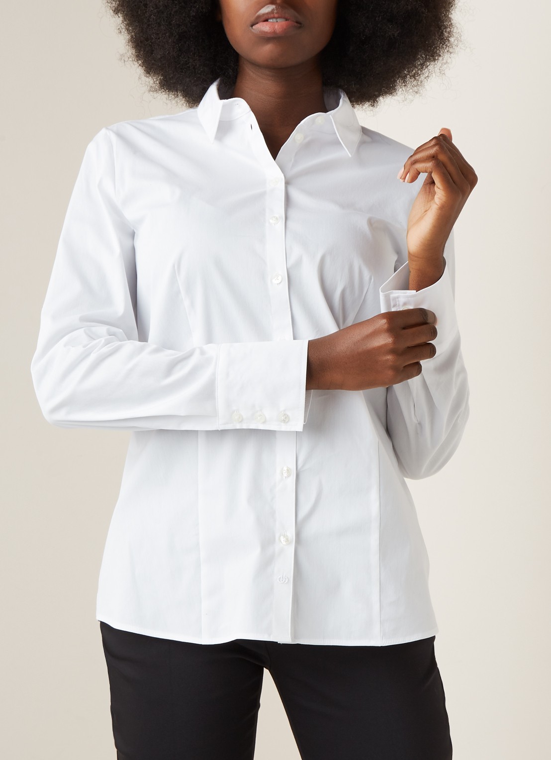 Gerry Weber Basic fit blouse van stretch katoen - detail 4 wit