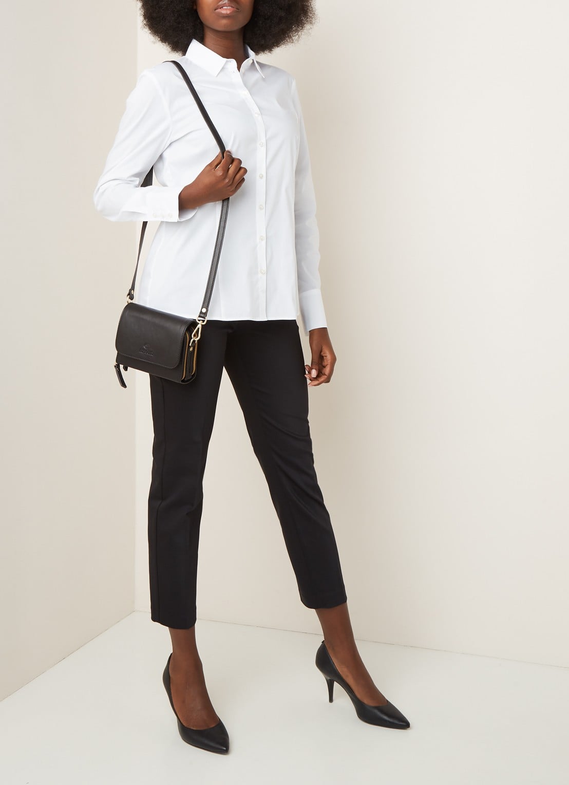 Gerry Weber Basic fit blouse van stretch katoen - voorkant 3 wit