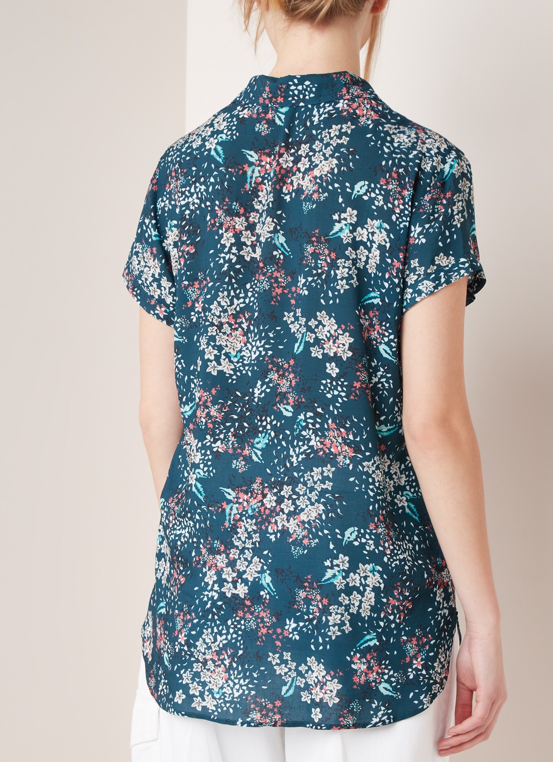 Gerry Weber Blouse met bloemenprint en korte mouw - achterkant 4 groen