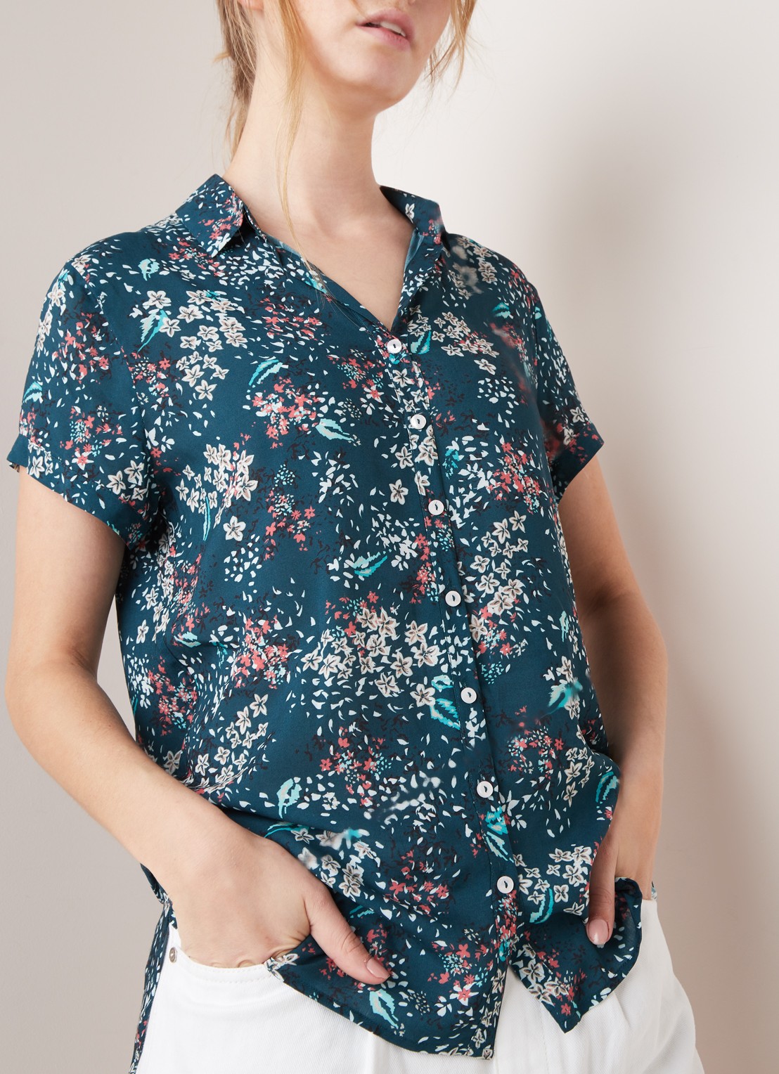 Gerry Weber Blouse met bloemenprint en korte mouw - detail 3 groen