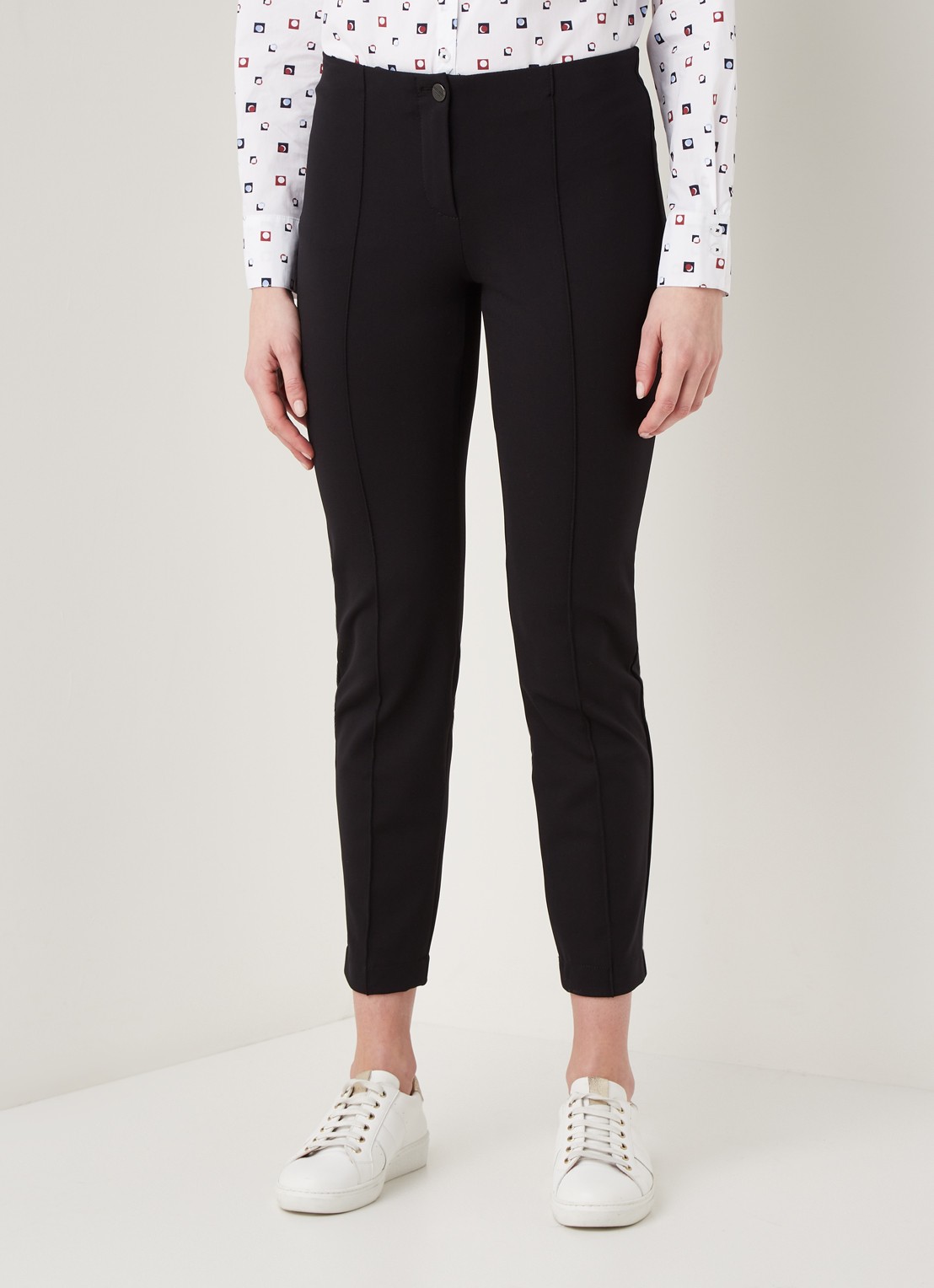 Gerry Weber Roxane mid waist slim fit cropped pantalon met stretch - detail 2 zwart