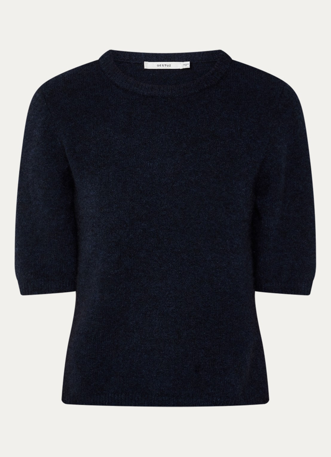 Gestuz Alpha fijngebreide trui in alpaca wolblend - voorkant 2 donkerblauw