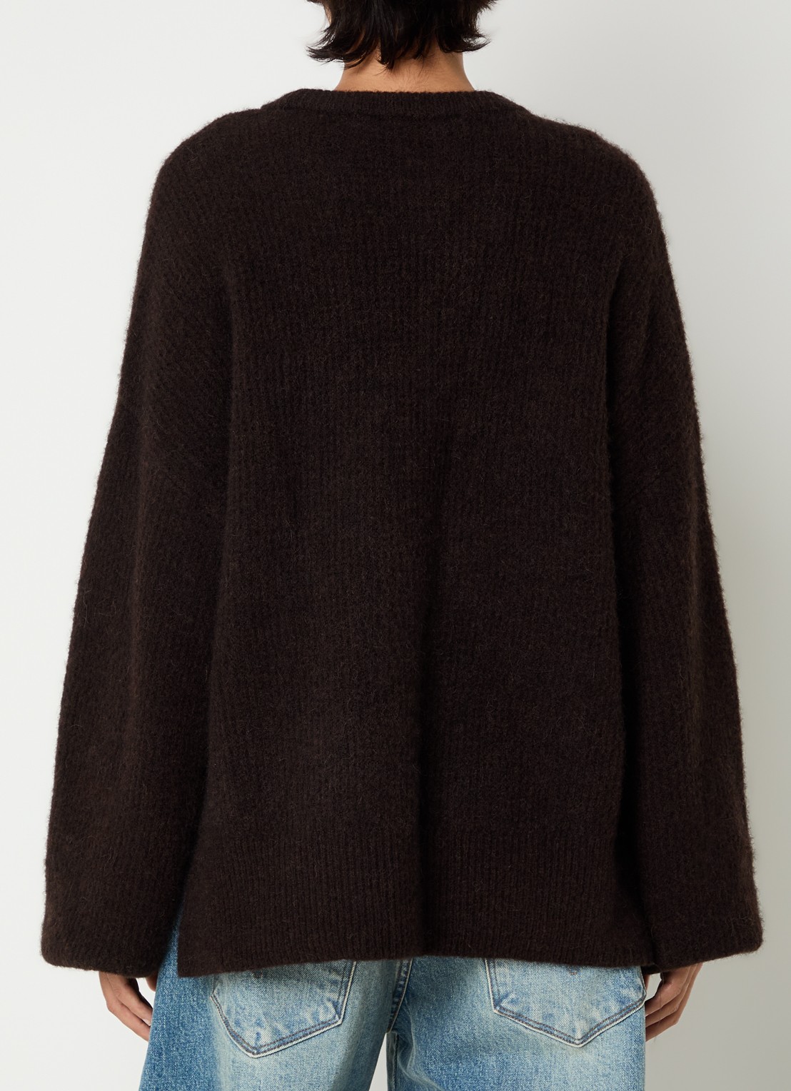 Gestuz Alpha grofgebreide trui in alpaca wolblend met split - achterkant aubergine