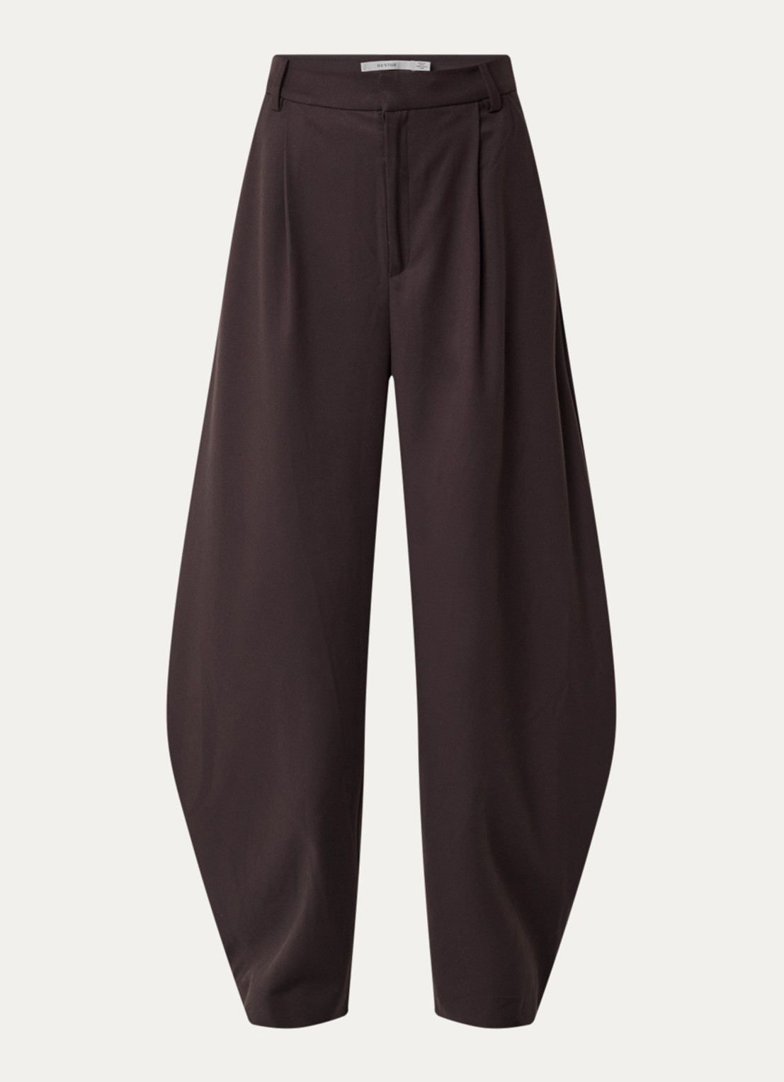 Gestuz Callia high waist wide fit pantalon met steekzakken - voorkant 3 donkerbruin