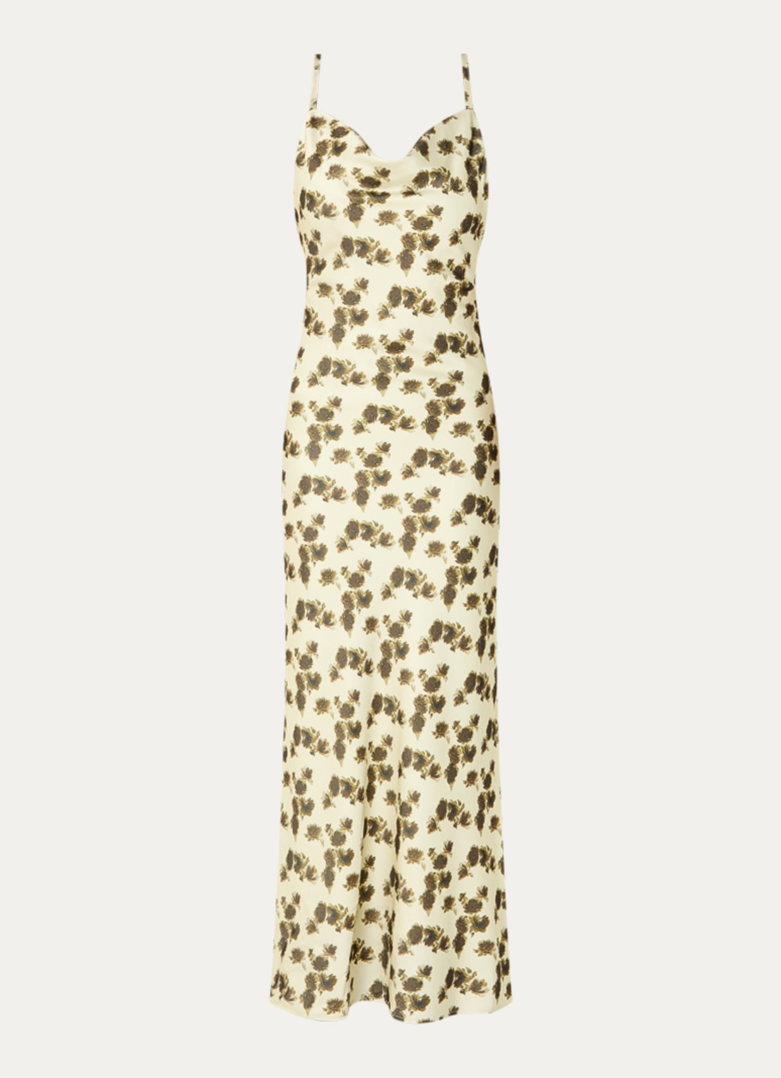 Gestuz Chery midi jurk met bloemenprint - voorkant 2 lichtgeel
