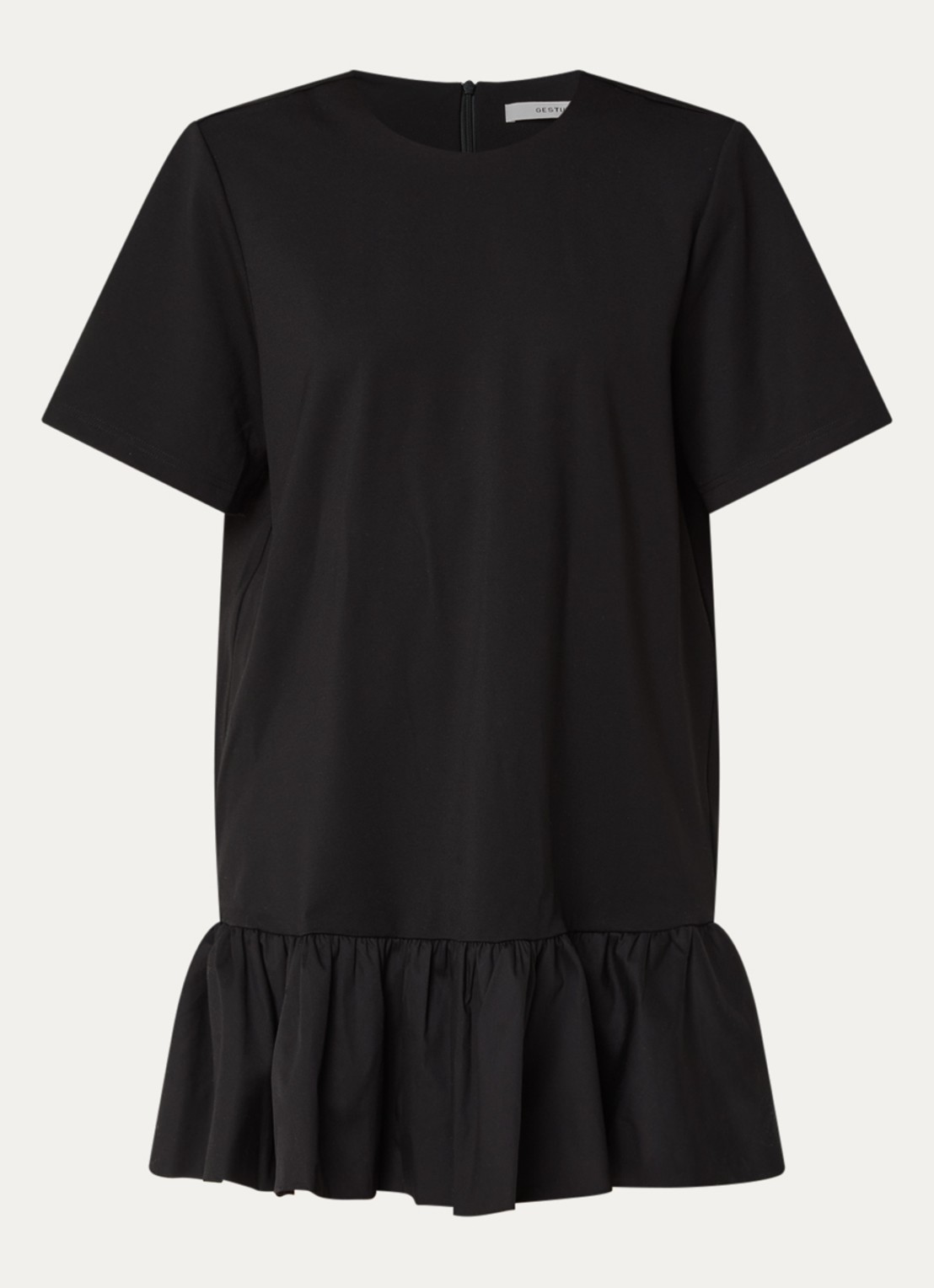 Gestuz Erin mini jurk met peplum - voorkant zwart
