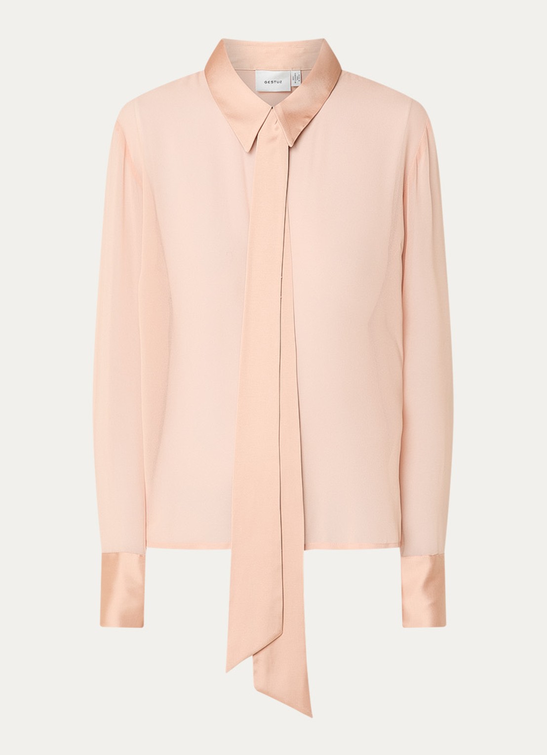 Gestuz GZchif semi-transparante blouse met sjaalkraag - voorkant oudroze