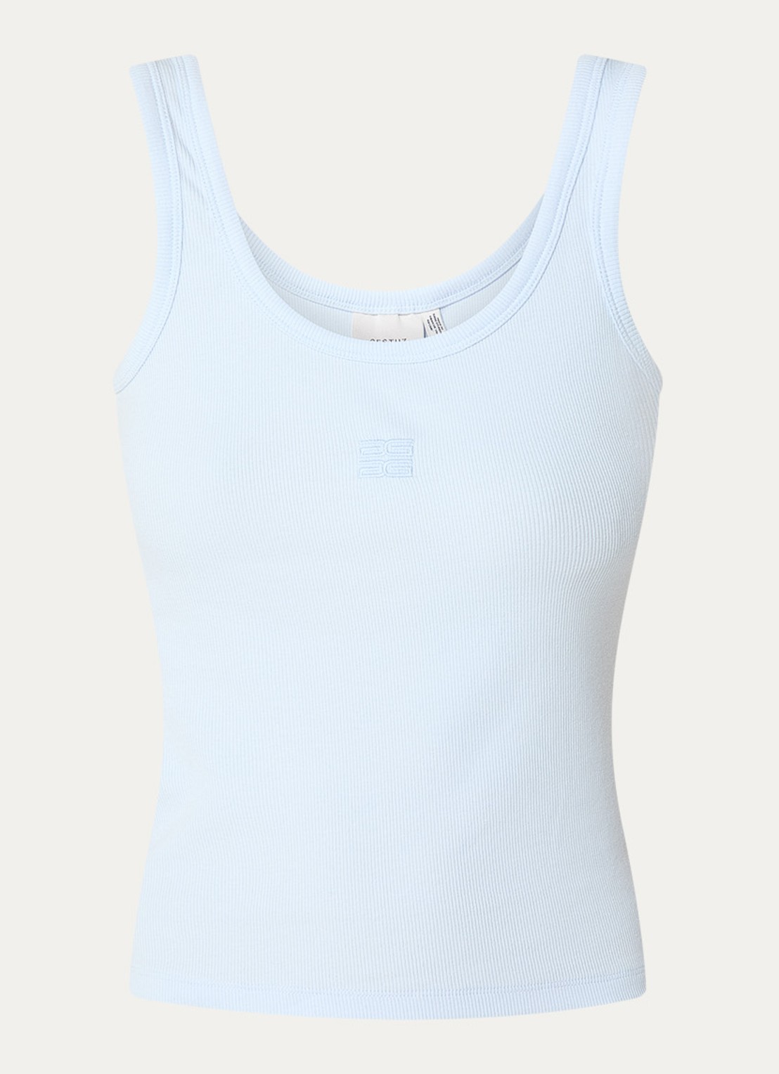 Gestuz GZdrew tanktop met logoborduring - voorkant 3 lichtblauw