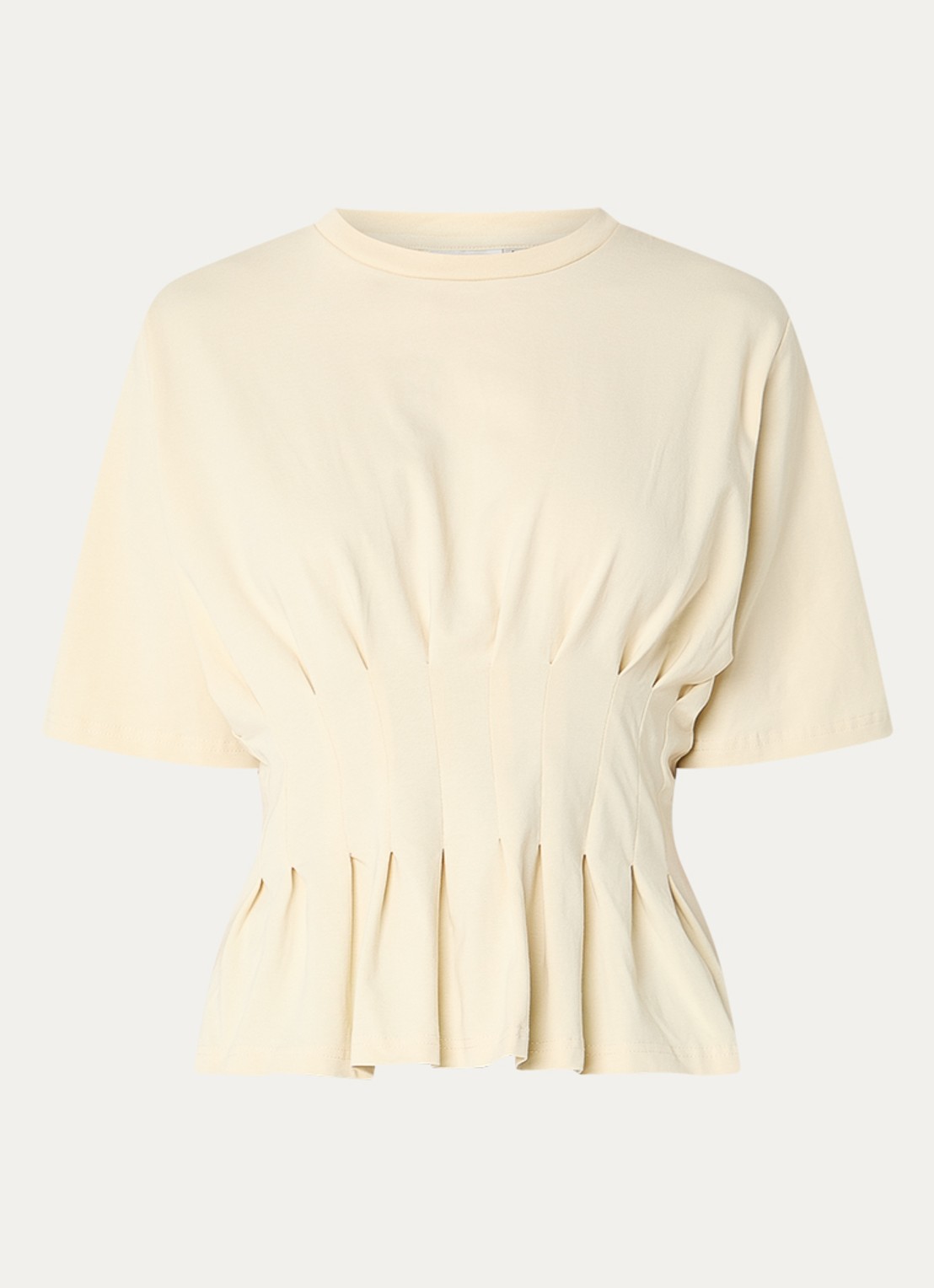 Gestuz GZinez T-shirt met plooidetail - voorkant beige