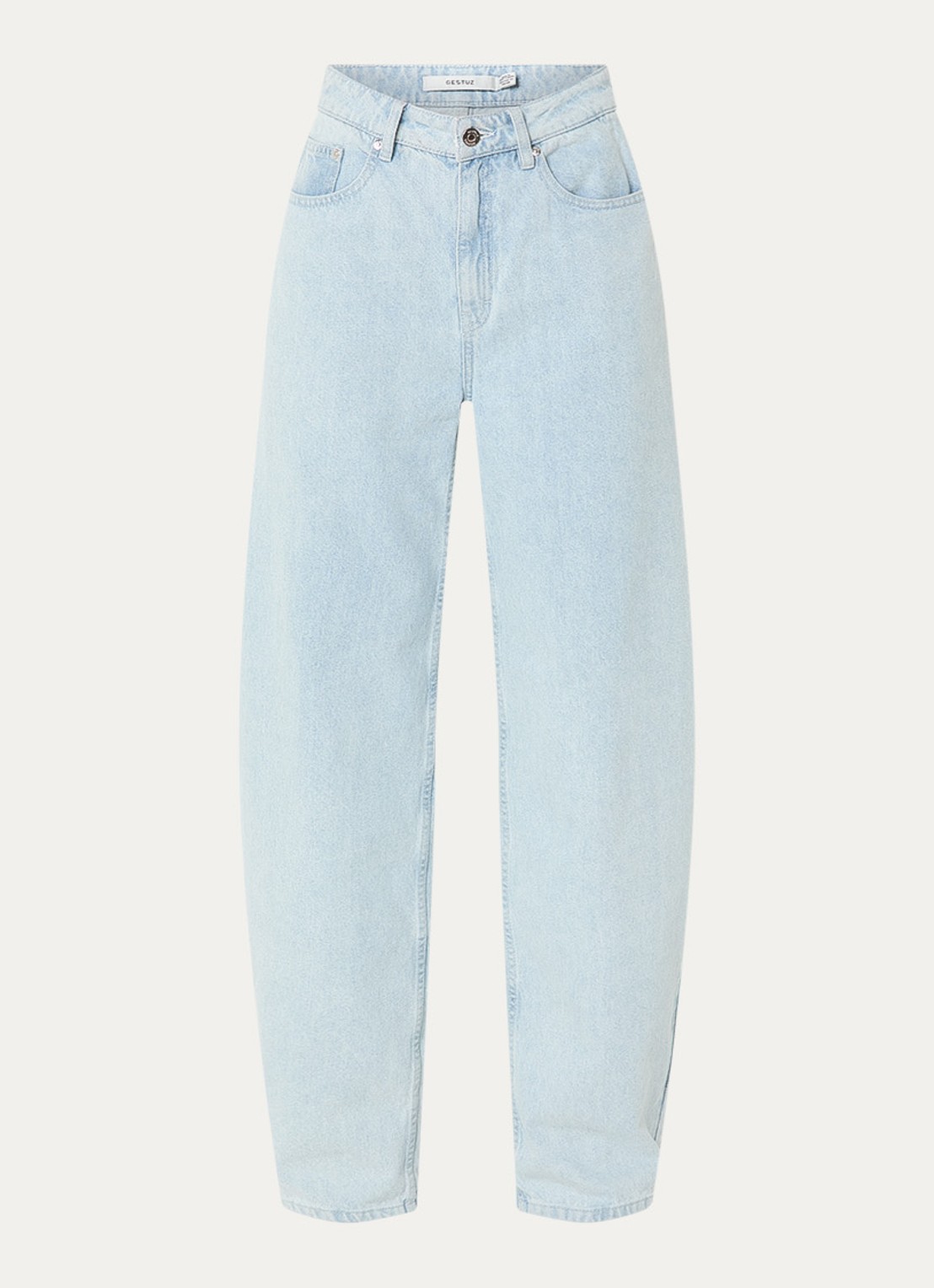 Gestuz GZparwana high waist balloon fit jeans met lichte wassing - voorkant 4 lichtblauw