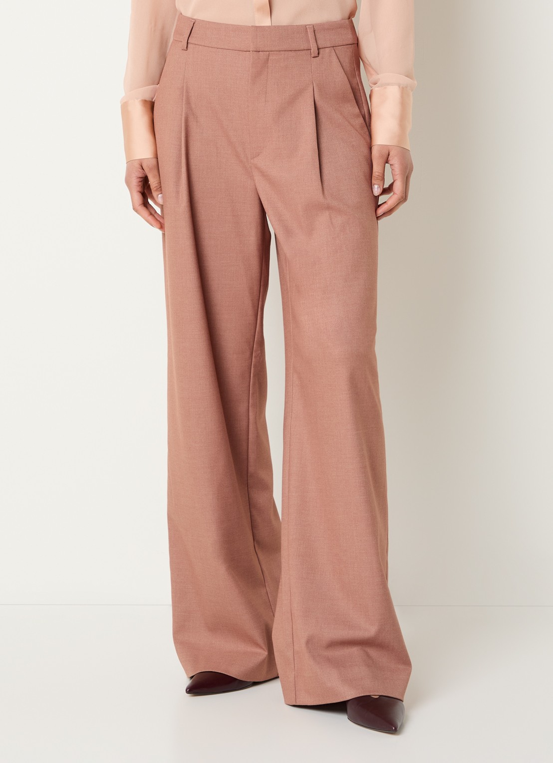 Gestuz GZpaula high waist loose fit pantalon met steekzakken - detail 2 roodbruin