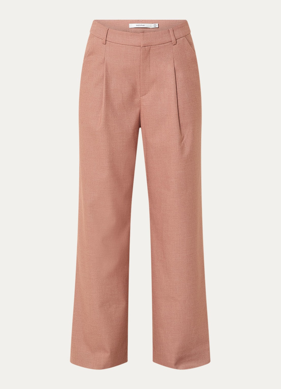 Gestuz GZpaula high waist loose fit pantalon met steekzakken - voorkant 3 roodbruin