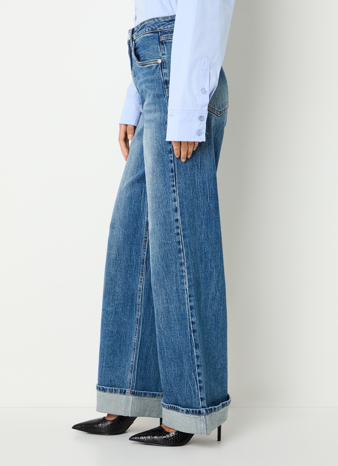 Gestuz GZsara high waist wide leg jeans met steekzakken - detail 5 blauw