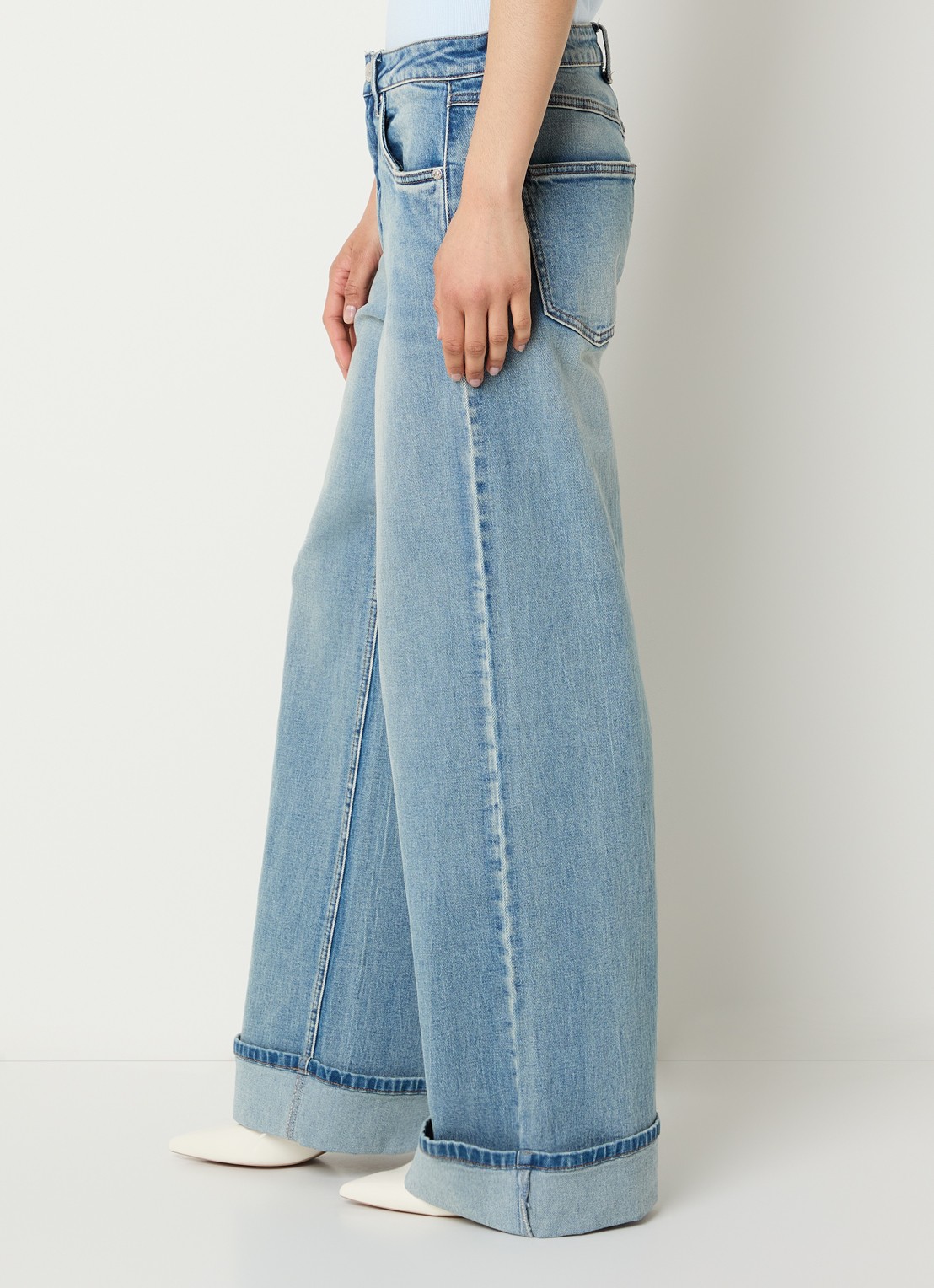 Gestuz GZsara high waist wide leg jeans met steekzakken - detail 5 indigo
