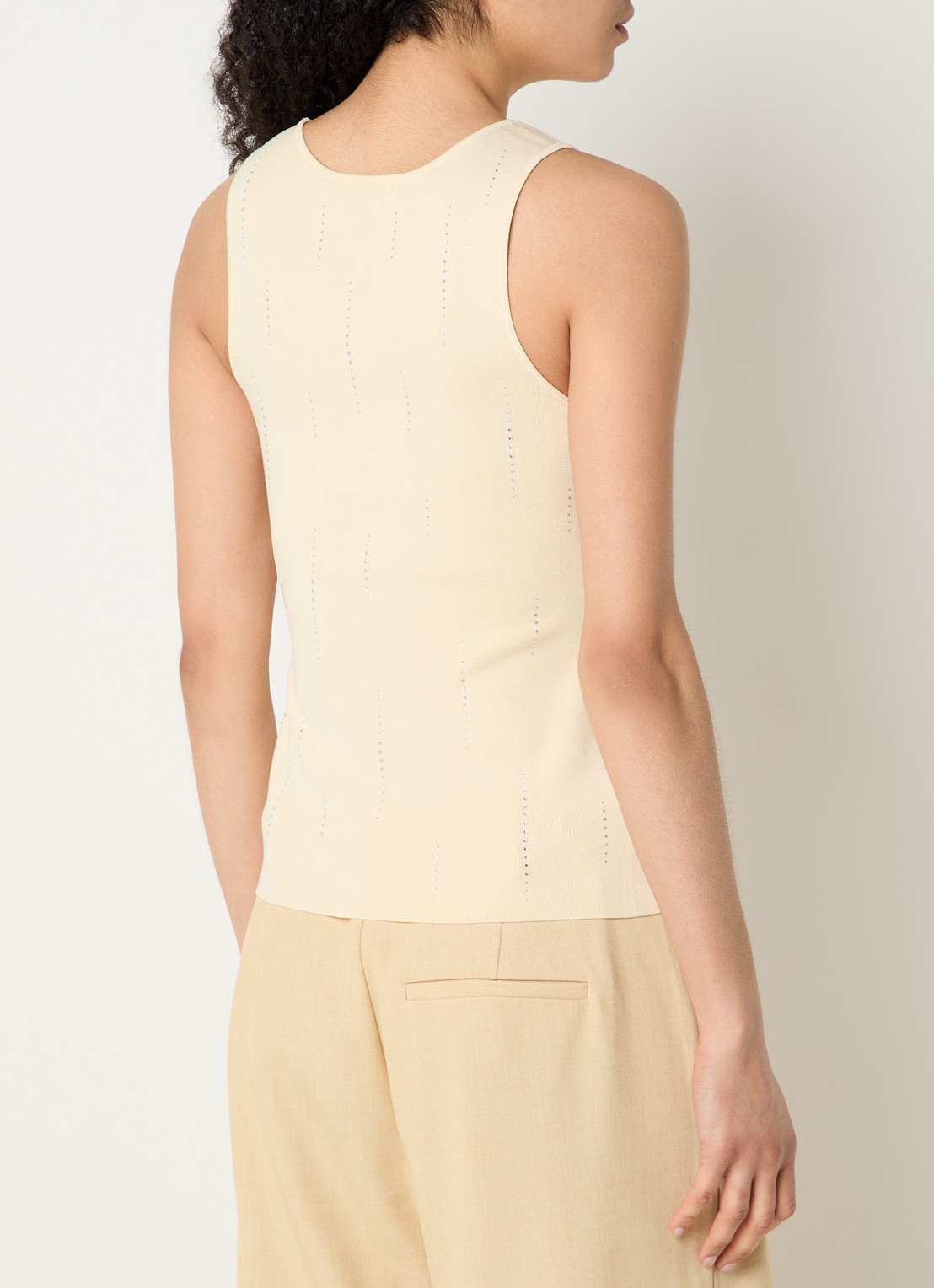 Gestuz GZsaya tanktop met strass - achterkant 2 vanillegeel