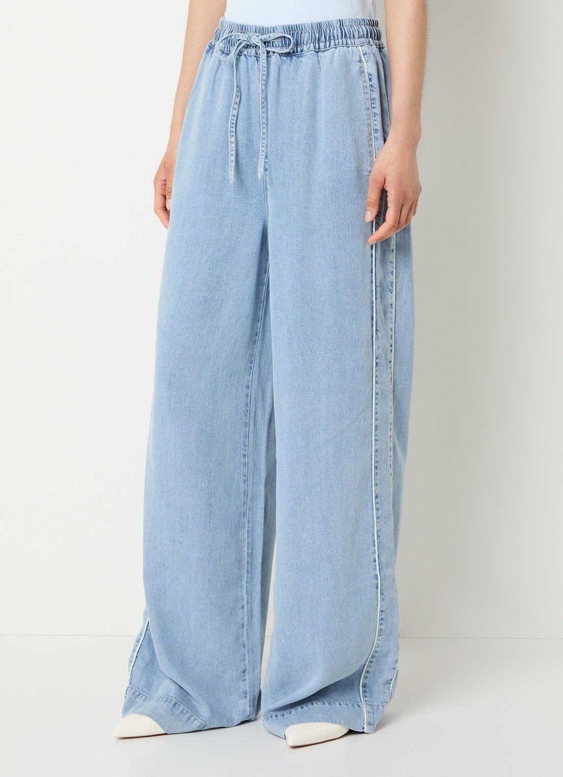Gestuz GZsea high waist loose fit broek van chambray - detail 2 indigo