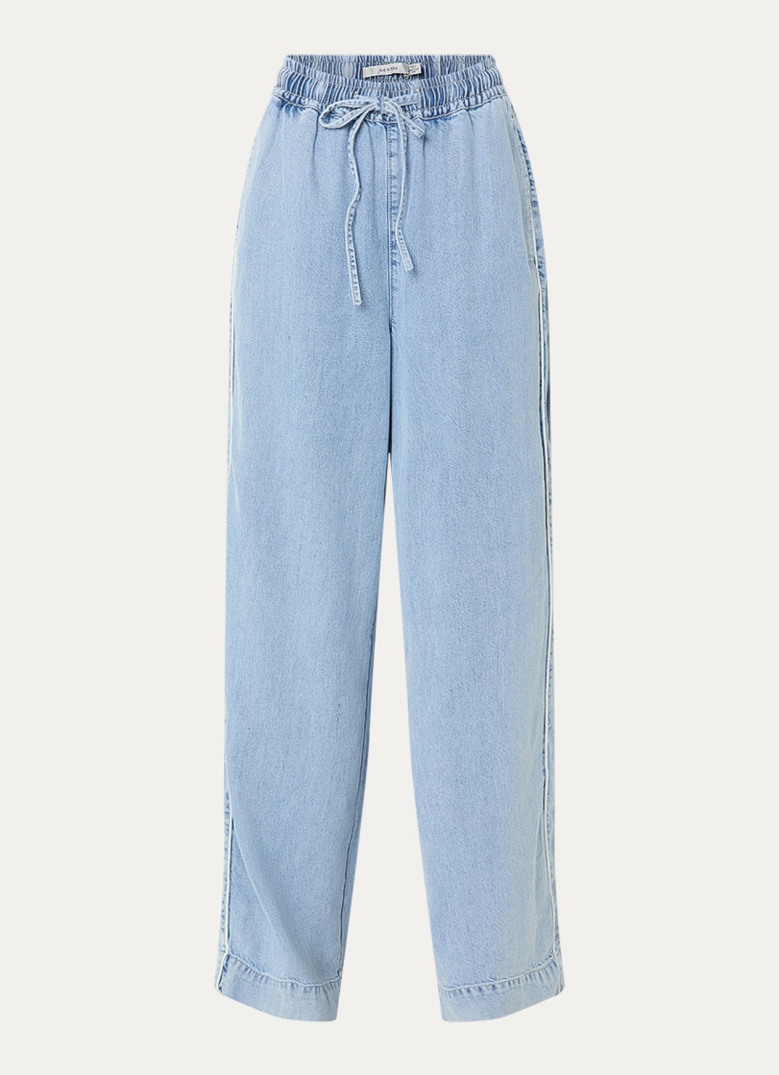 Gestuz GZsea high waist loose fit broek van chambray - voorkant 3 indigo