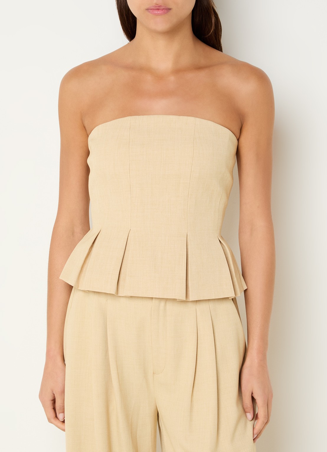Gestuz GZstacy off shoulder top met plooien - detail beige