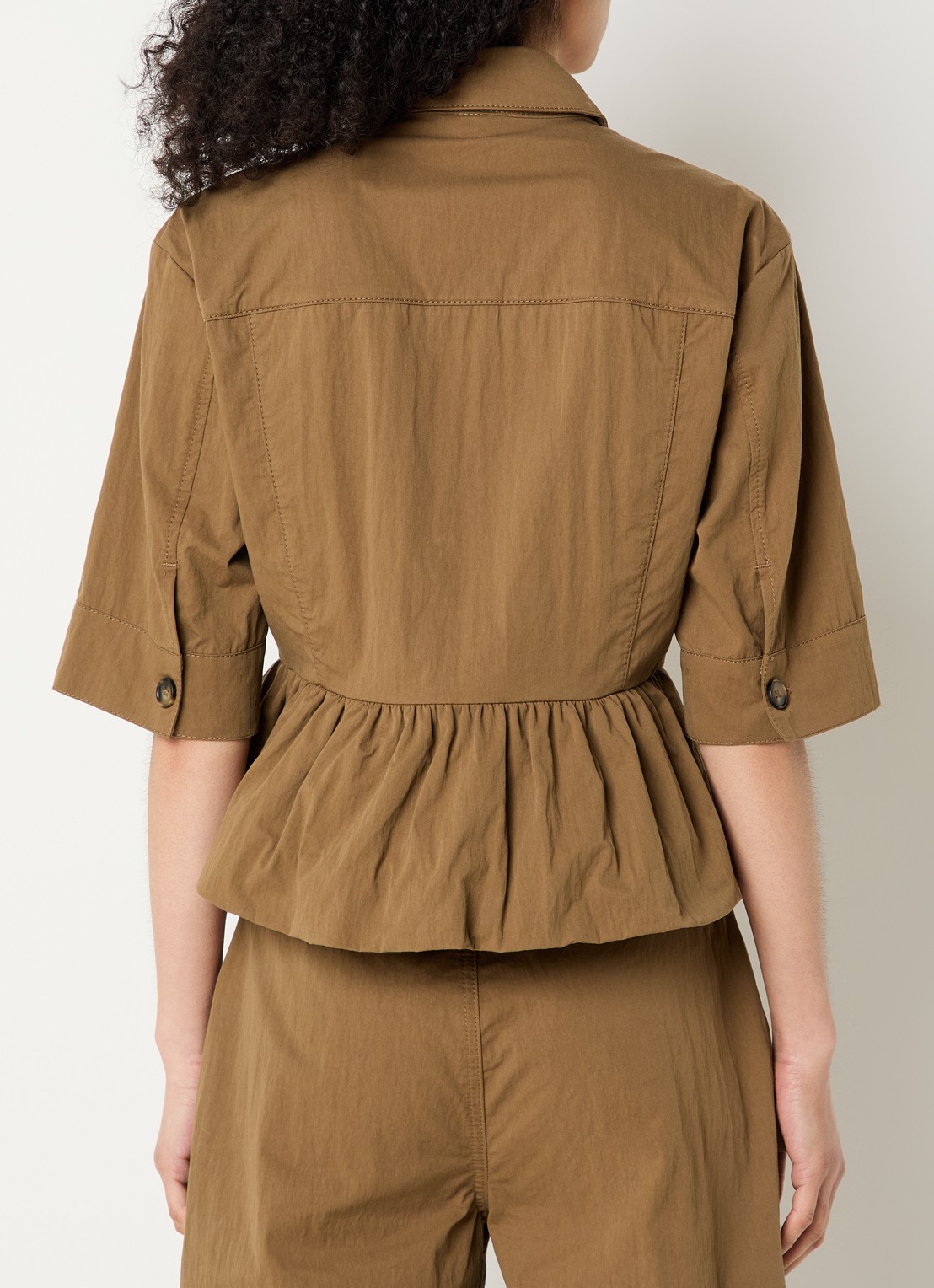 Gestuz GZzandaya blouse met ruches - achterkant bruin
