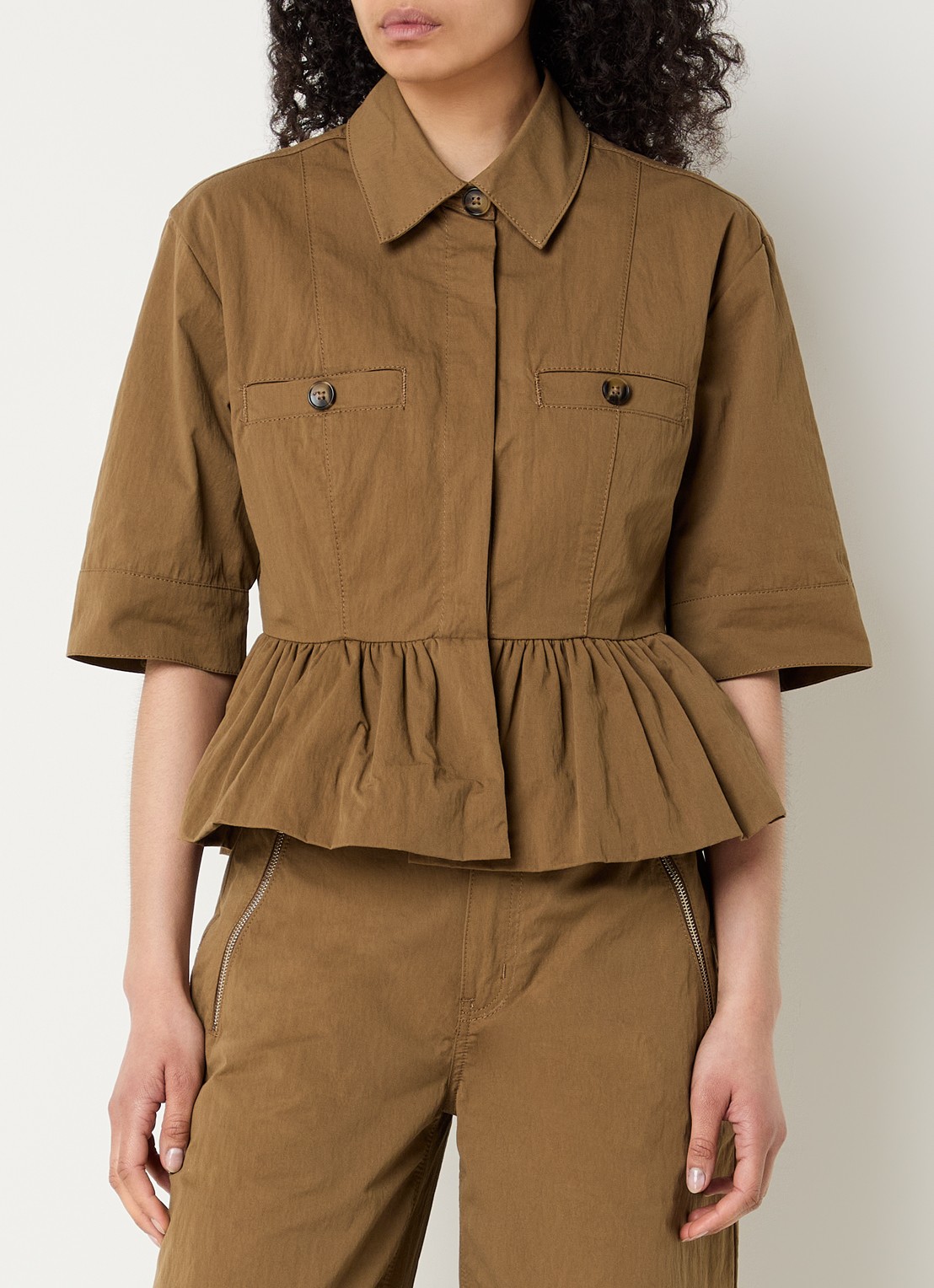 Gestuz GZzandaya blouse met ruches - detail 4 bruin