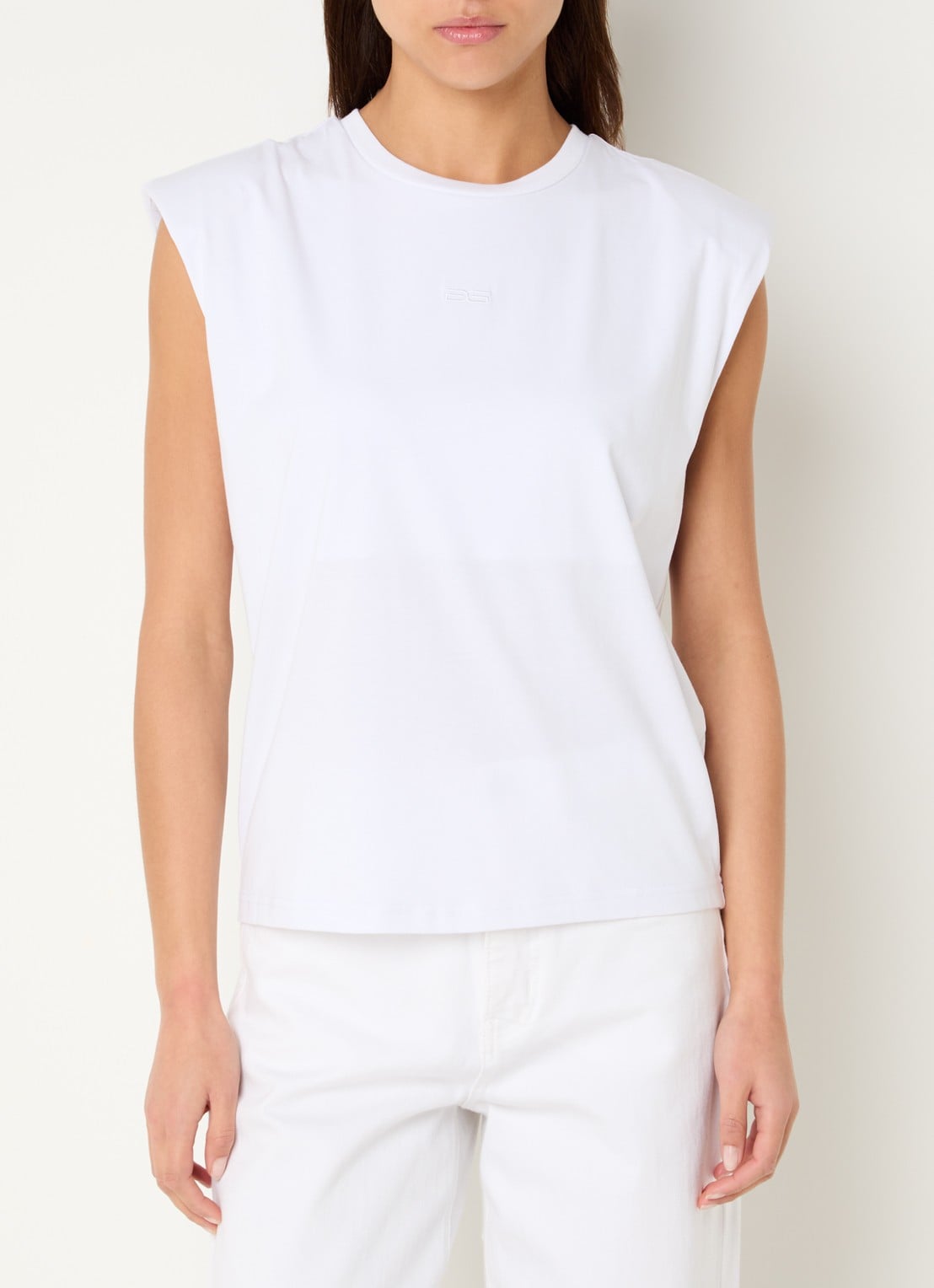Gestuz Kathrin mouwloze top met schoudervulling - detail 4 wit