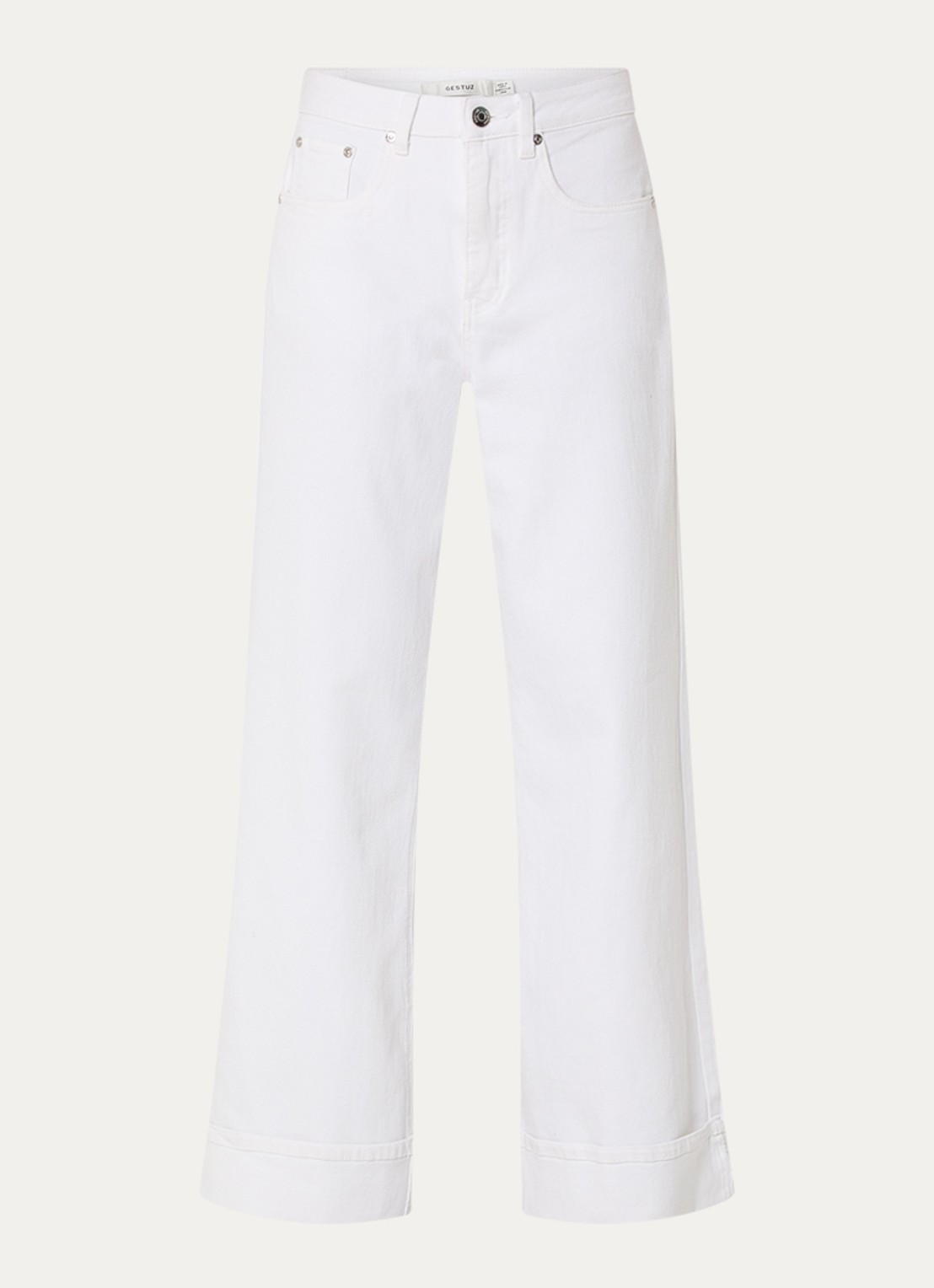Gestuz Livia high waist loose fit jeans met gekleurde wassing - voorkant 2 wit