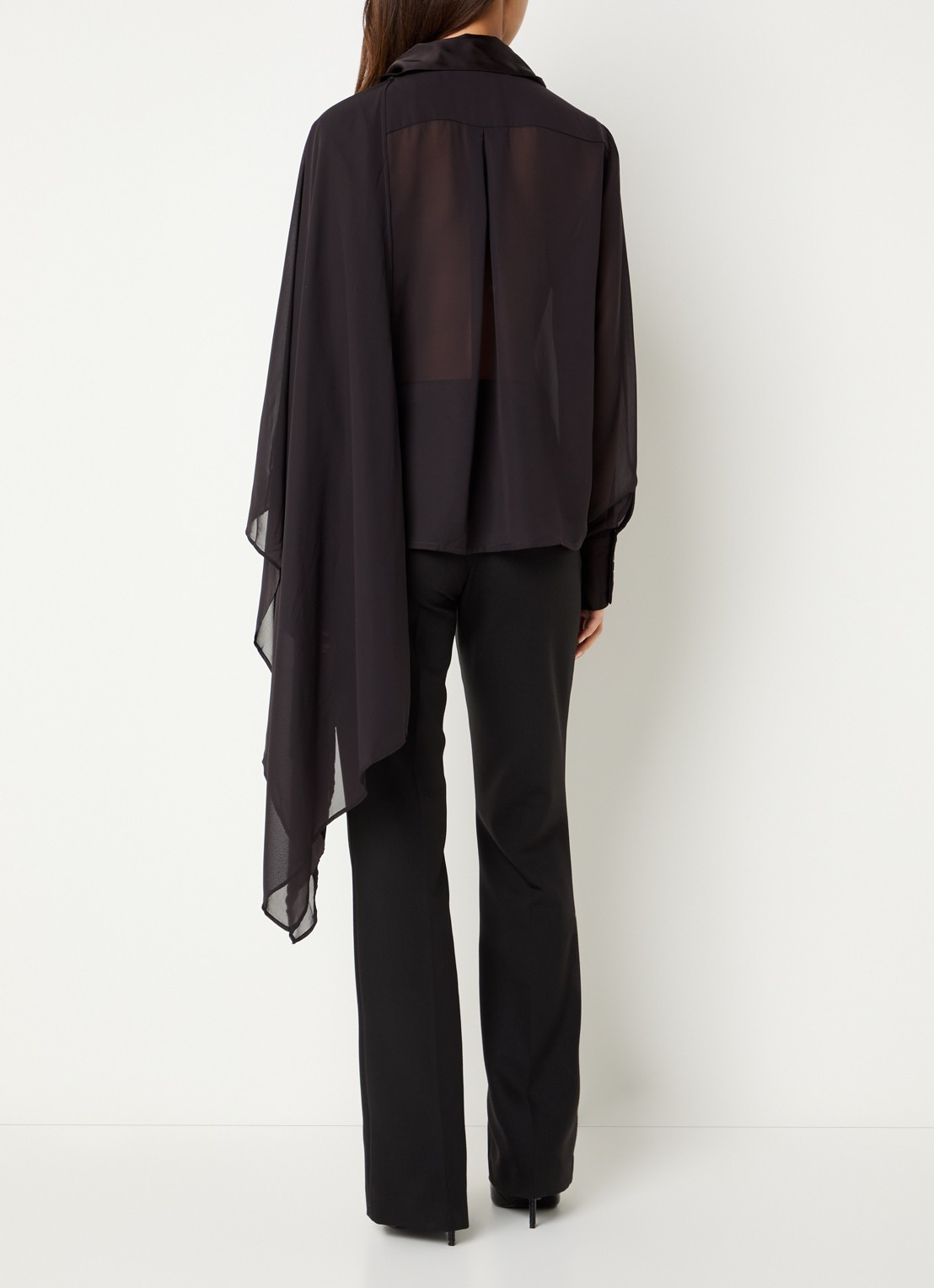 Gestuz Lynne semi-transparante blouse met sjaalkraag - achterkant 2 aubergine