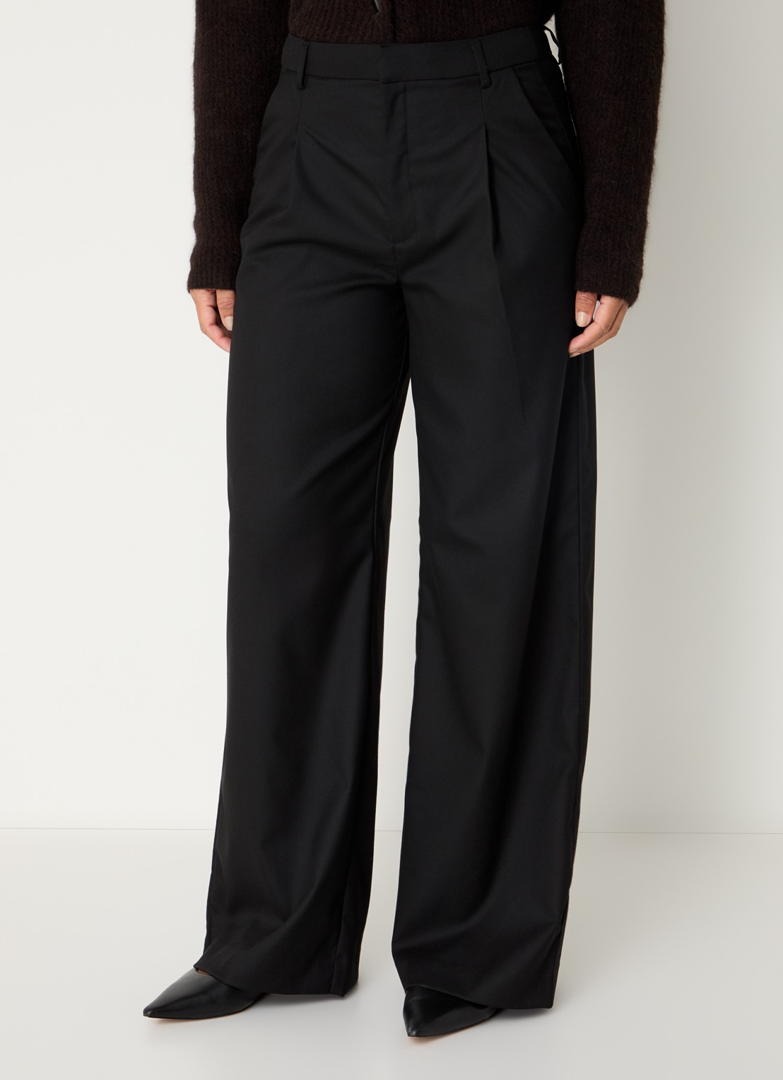 Gestuz Paula high waist loose fit pantalon met steekzakken - detail 4 zwart