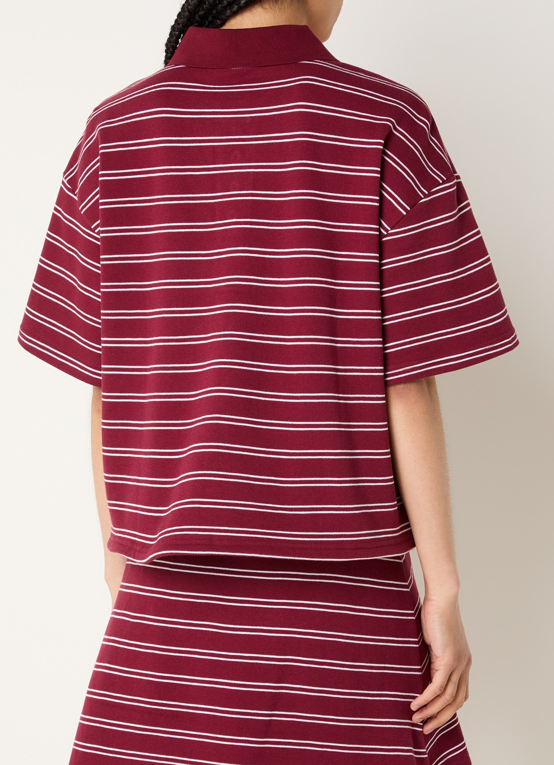 Gestuz Pilova mini rok met streepprint - achterkant middengrijs