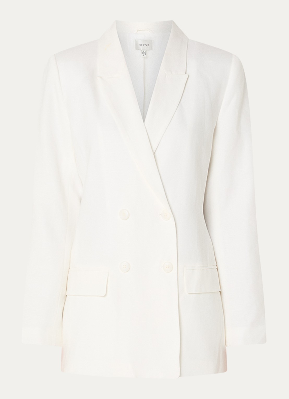 Gestuz Riava blazer in linnenblend met klepzakken - voorkant gebroken wit
