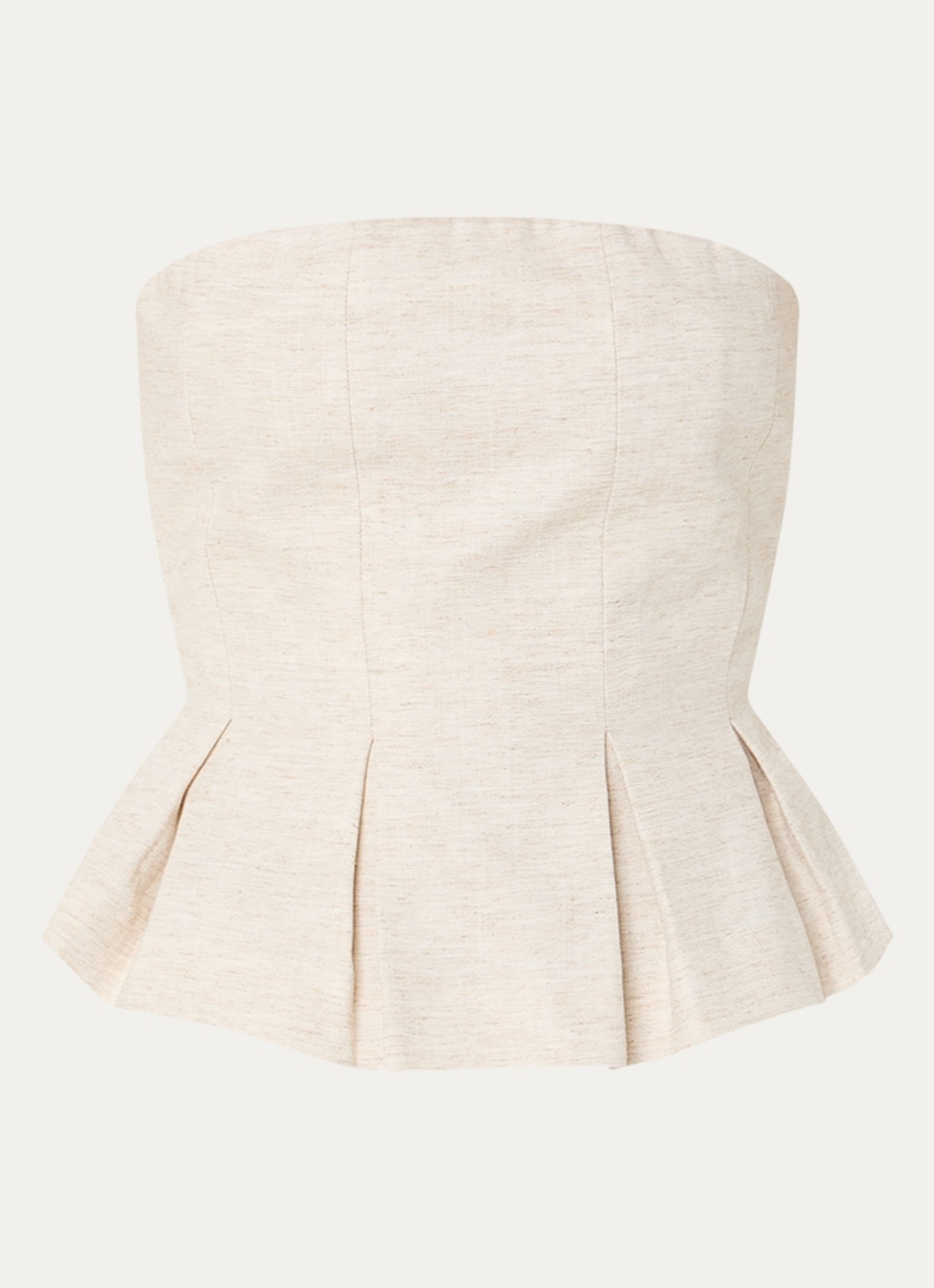 Gestuz Riava off shoulder top in linnenblend met plooien - voorkant 3 creme