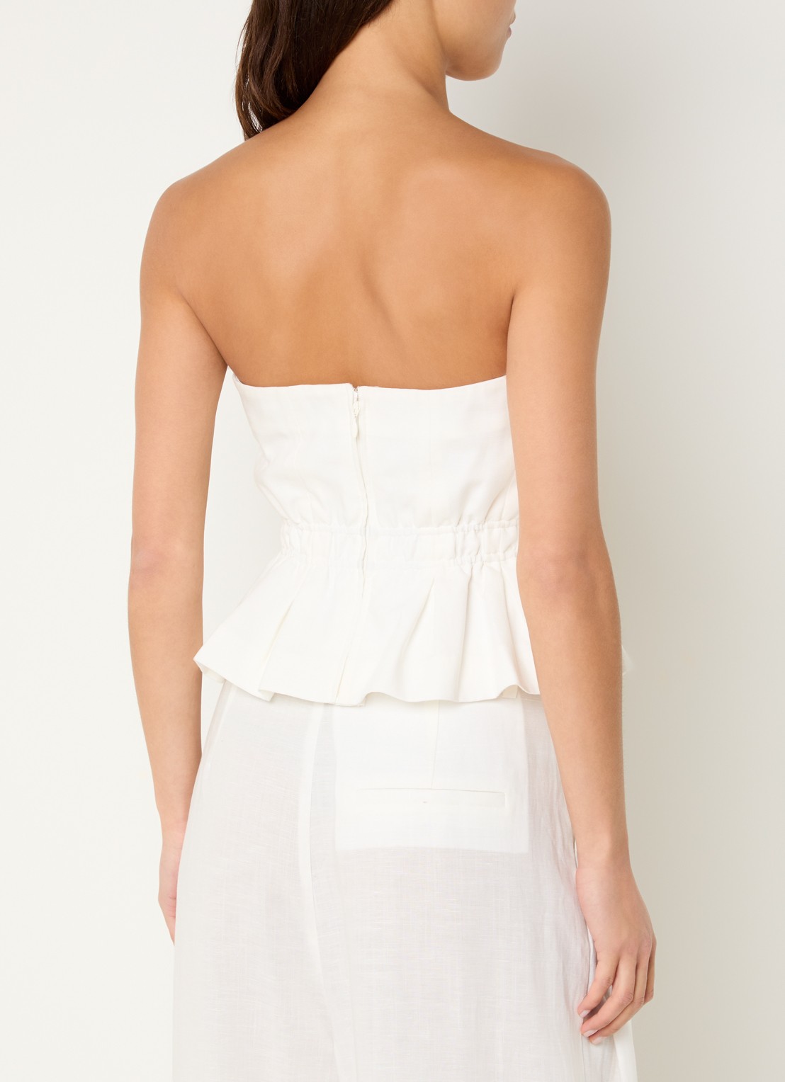 Gestuz Riava off shoulder top in linnenblend met plooien - achterkant wit