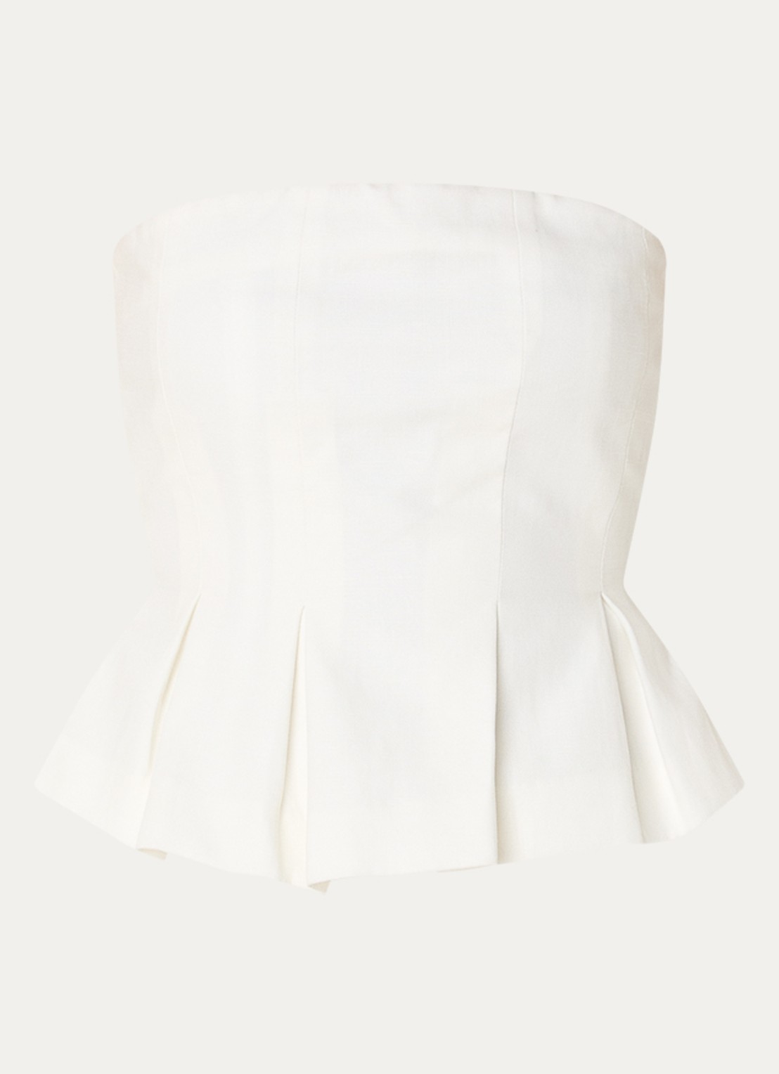 Gestuz Riava off shoulder top in linnenblend met plooien - voorkant 3 wit
