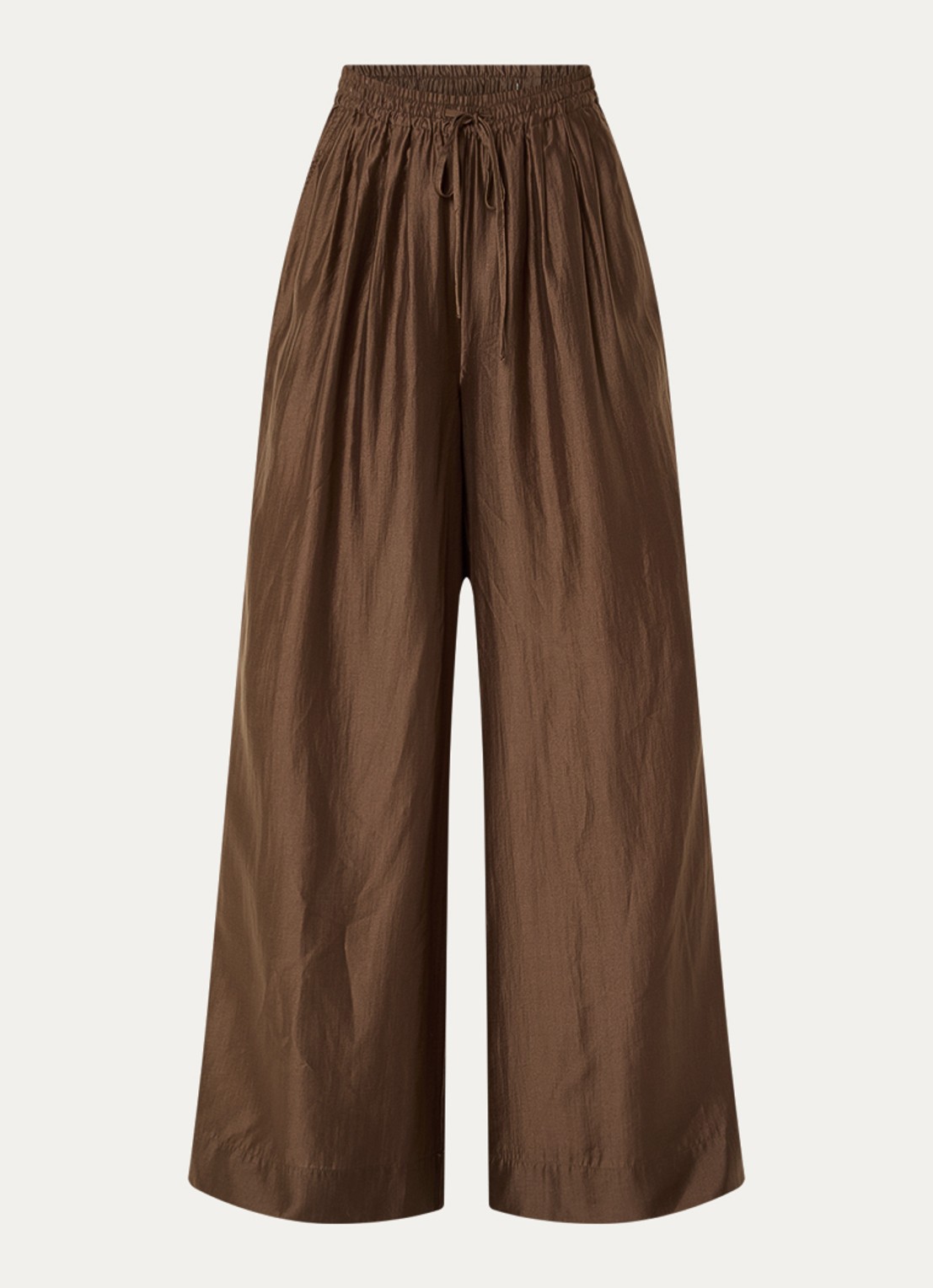 Gestuz Siora high waist loose fit broek met steekzakken - voorkant 2 donkerbruin