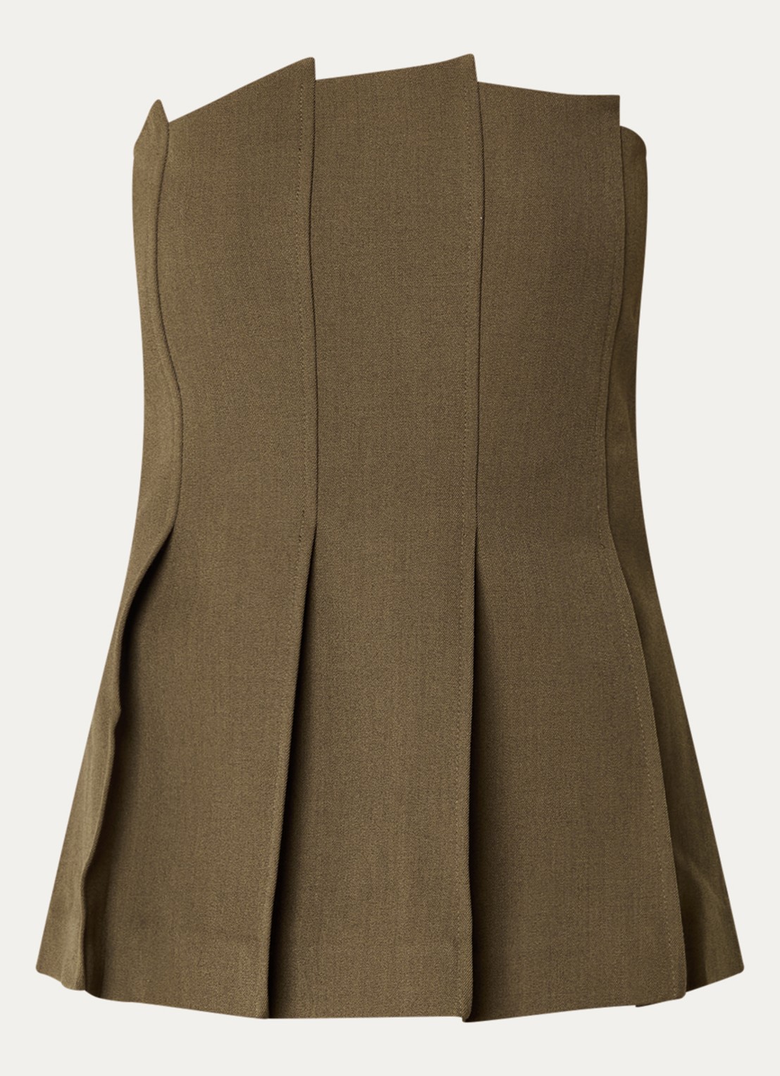 Gestuz Stacy top met plooidetail - voorkant 3 khaki