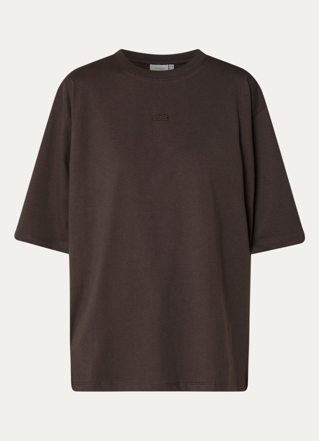 Gestuz Timune T-shirt met logoborduring - voorkant 3 ivoor