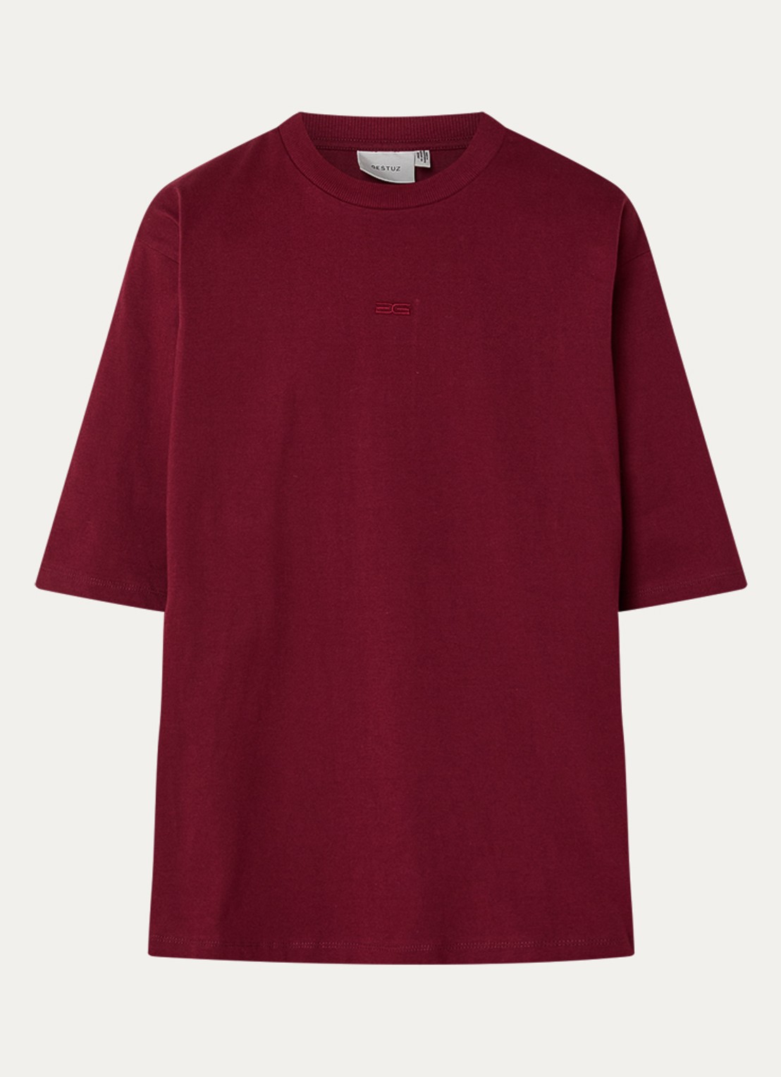 Gestuz Timune T-shirt met logoborduring - voorkant 3 bordeauxrood