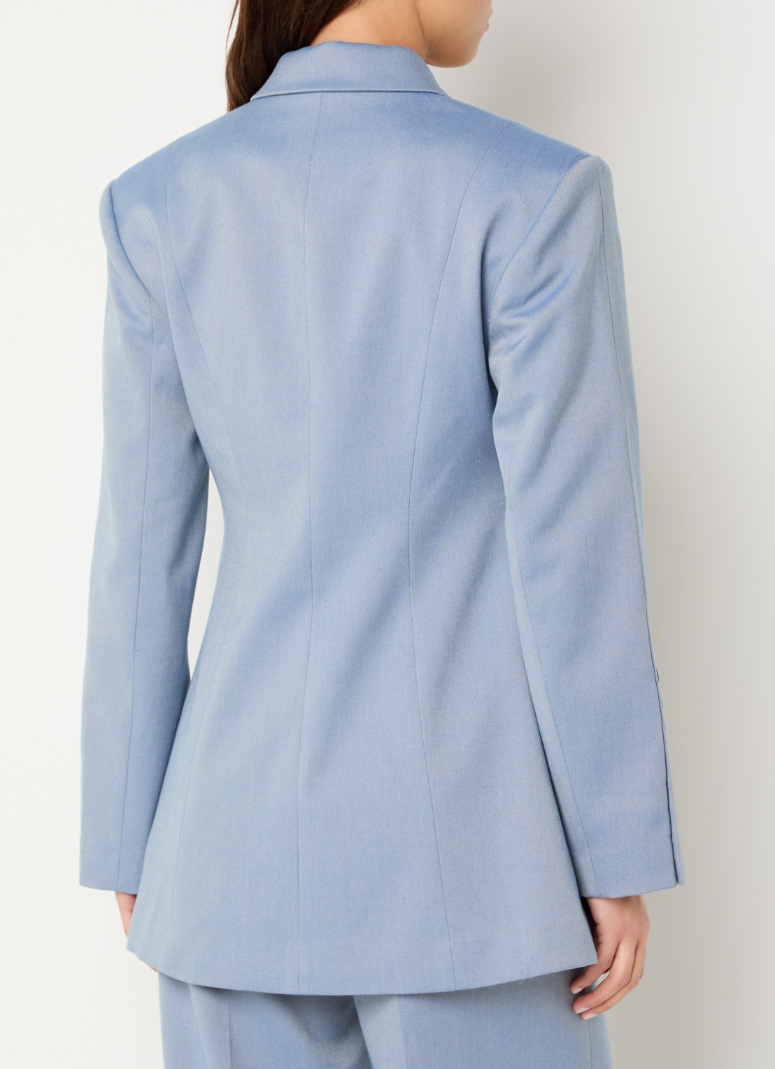 Gestuz Wendi double-breasted blazer met paspelzakken - achterkant 3 blauwgrijs